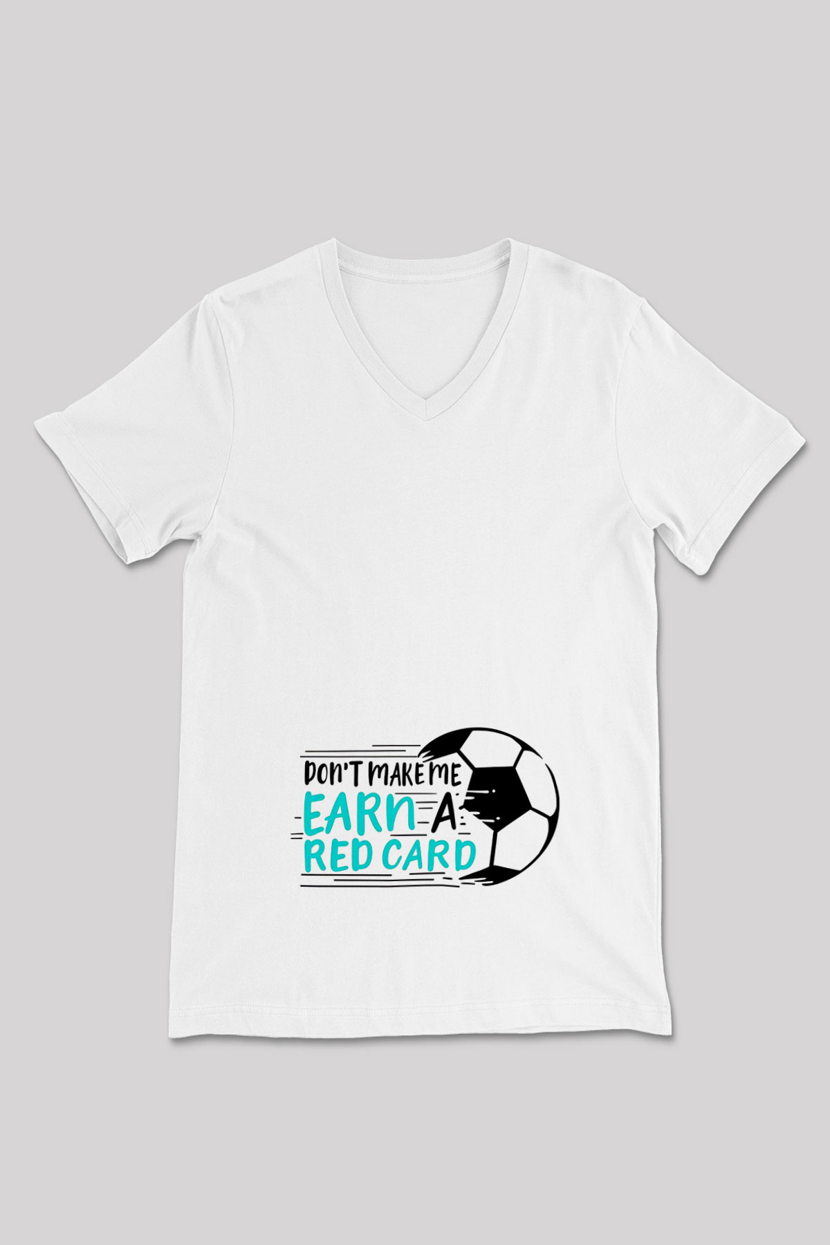 Futbol Baskılı Unisex V Yaka Tişört - Tshirt
