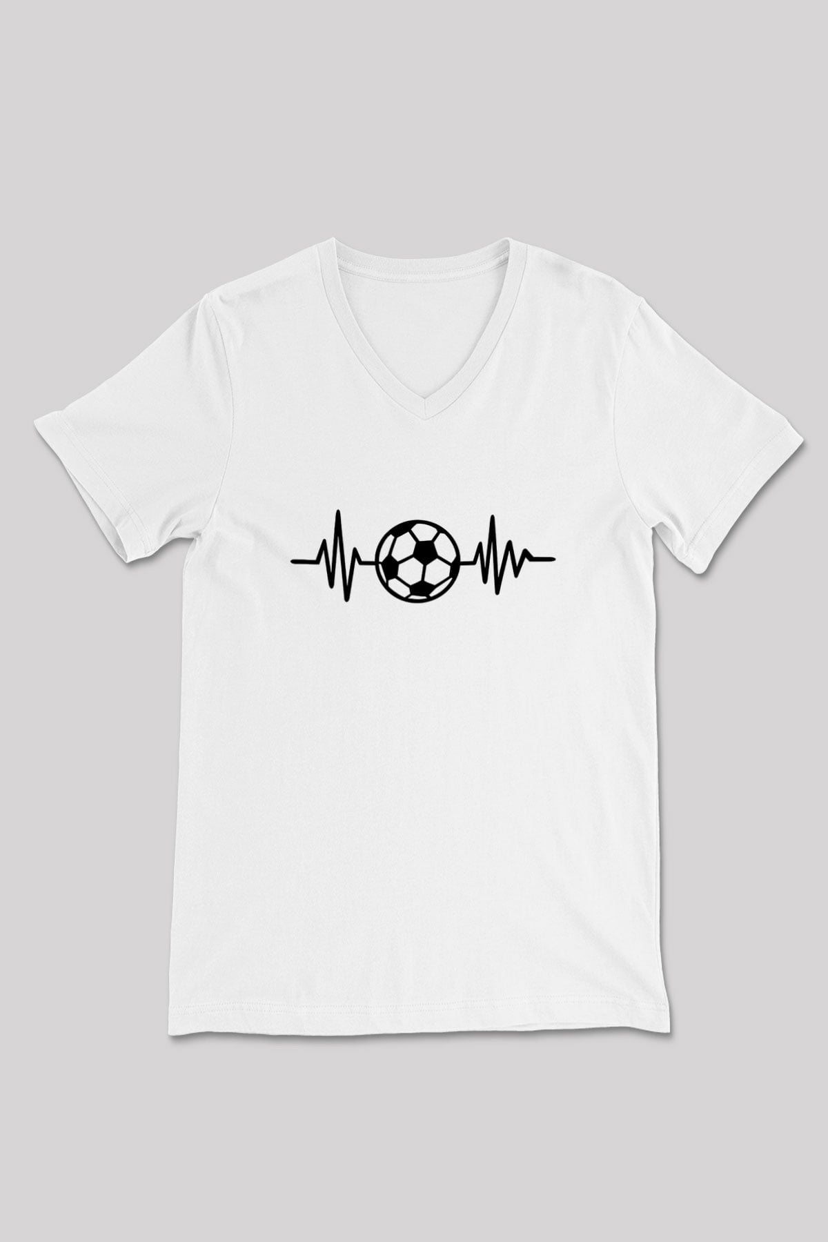 Futbol Baskılı Unisex V Yaka Tişört - Tshirt