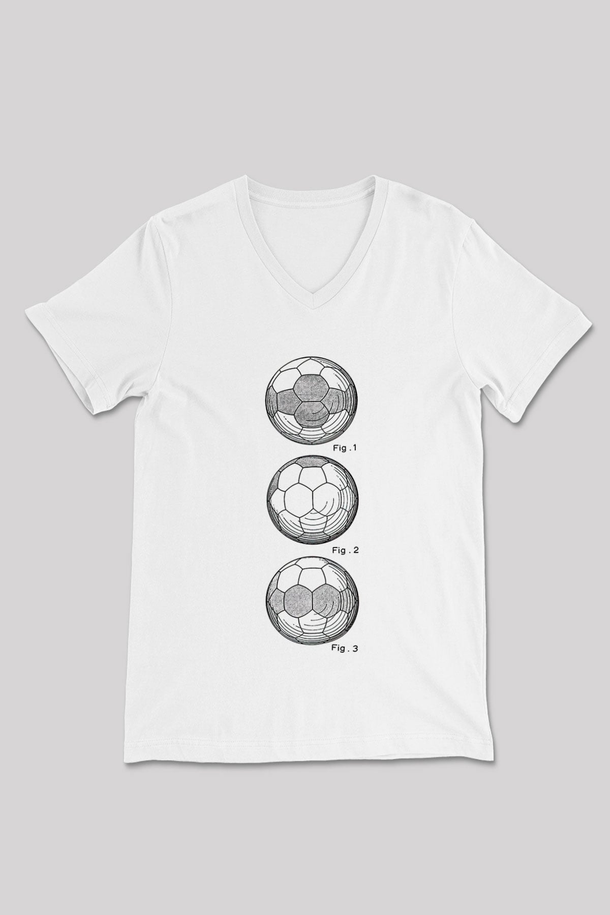 Futbol Baskılı Unisex V Yaka Tişört - Tshirt