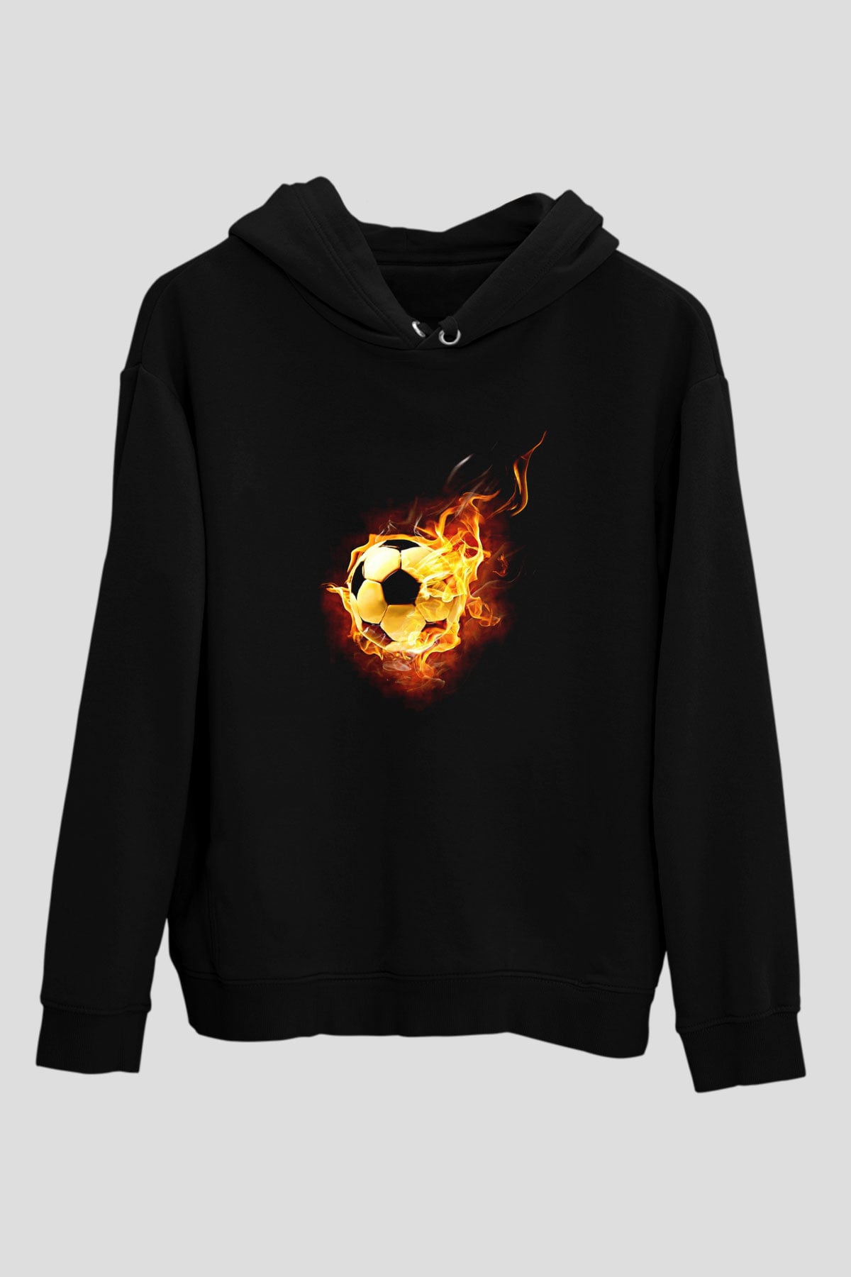 Futbol - Football Baskılı Unisex Siyah Hoodie