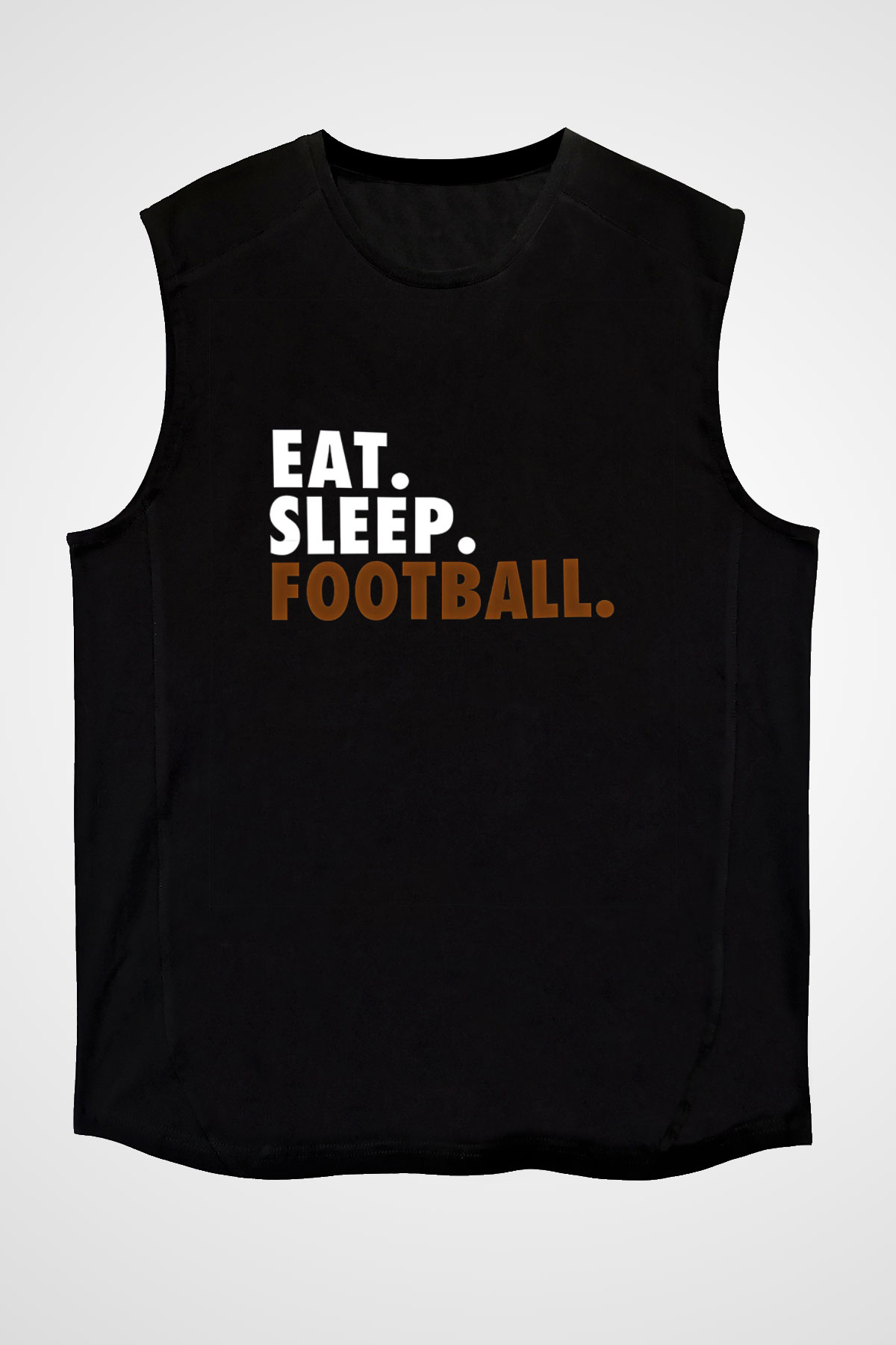 Futbol - Football Baskılı Unisex Siyah Kolsuz Tişört