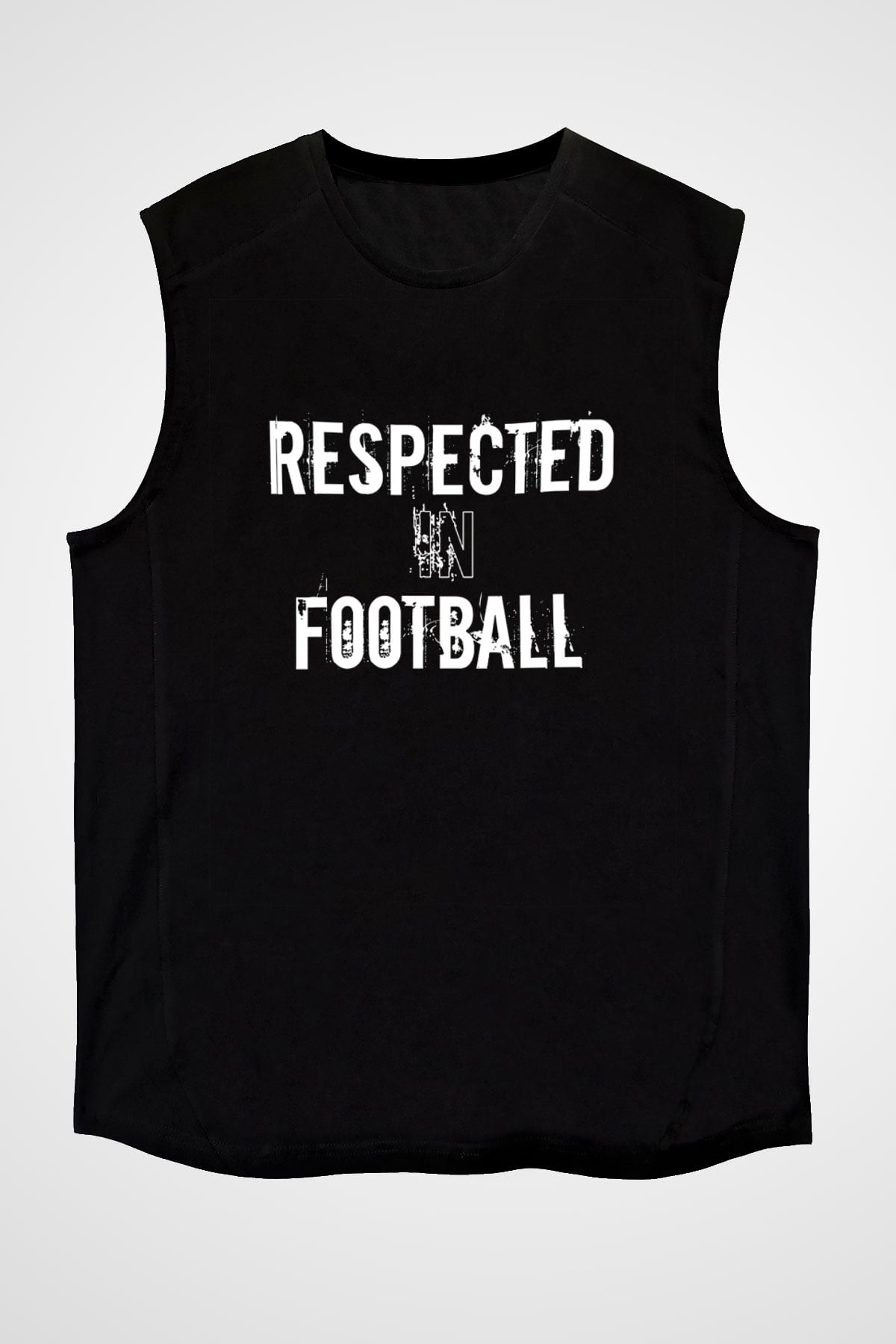 Futbol - Football Baskılı Unisex Siyah Kolsuz Tişört