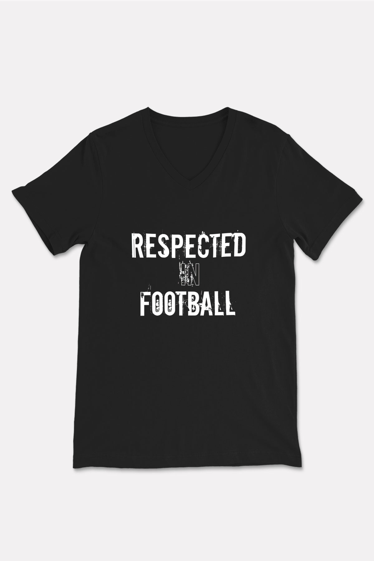 Futbol - Football Baskılı Unisex Siyah V Yaka Tişört