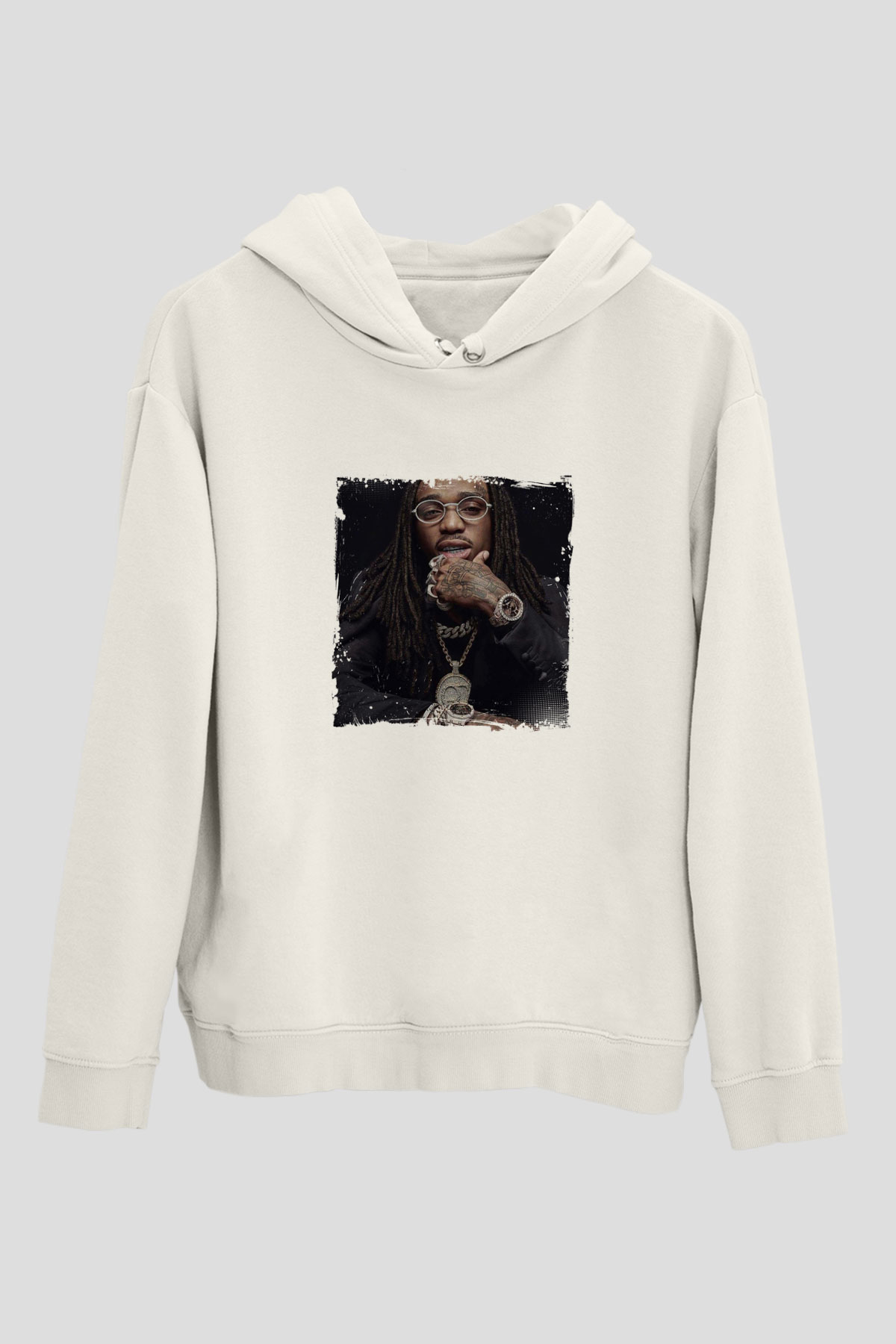 Future Baskılı Unisex Beyaz Kapüşonlu Sweatshirt