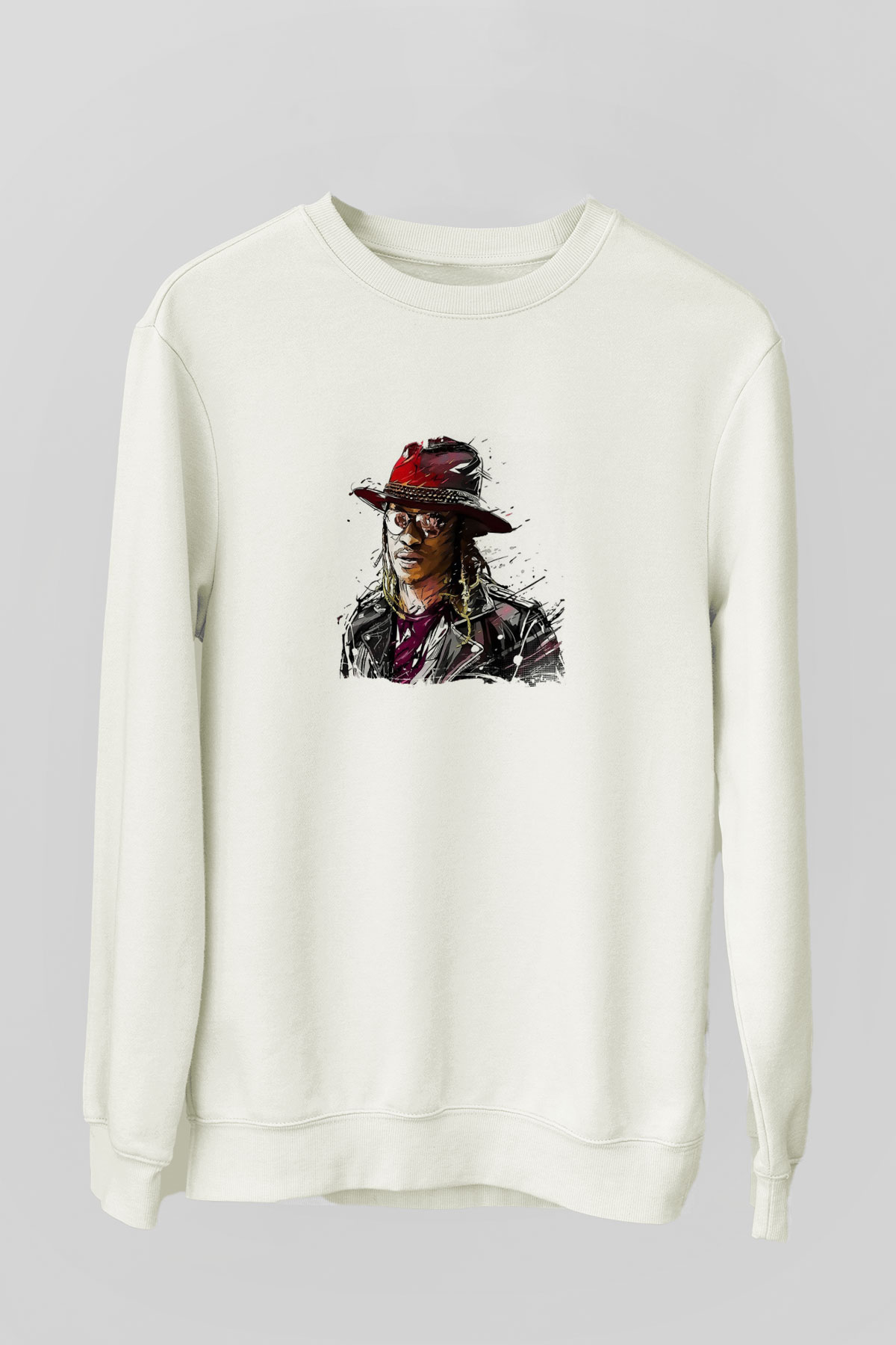 Future Baskılı Unisex Beyaz Sweatshirt