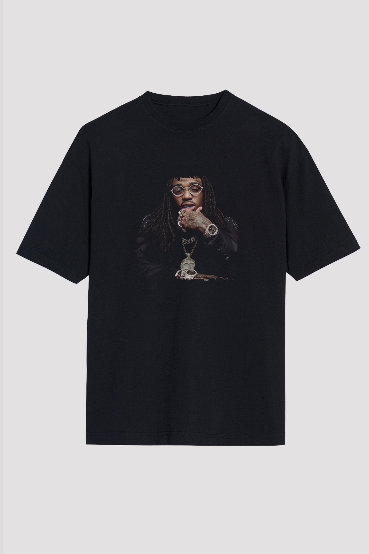 Future Baskılı Unisex Oversize Siyah Tişört