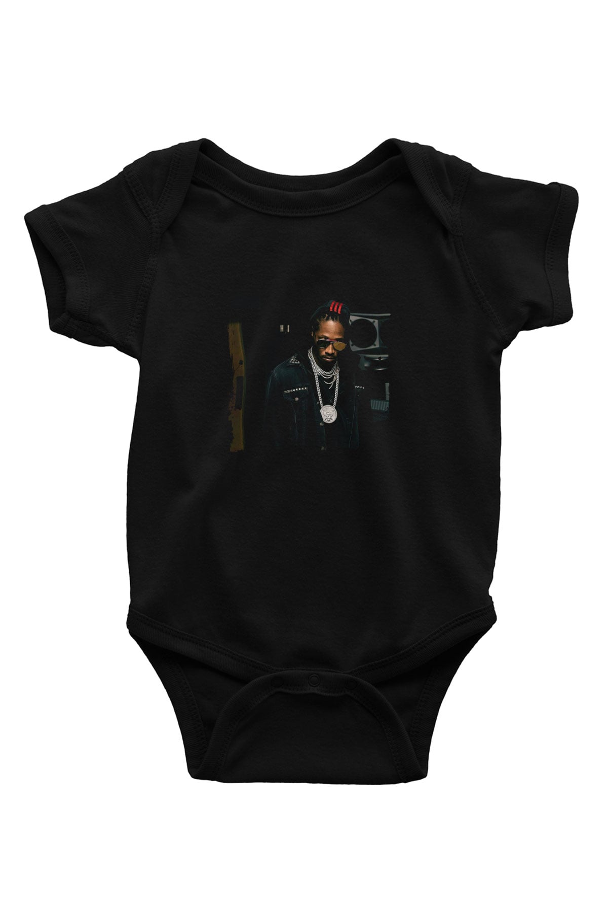 Future Baskılı Unisex Siyah Bebek Body - Zıbın