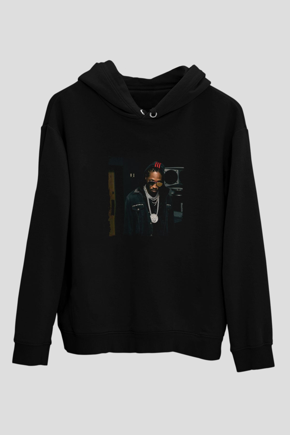 Future Baskılı Unisex Siyah Hoodie