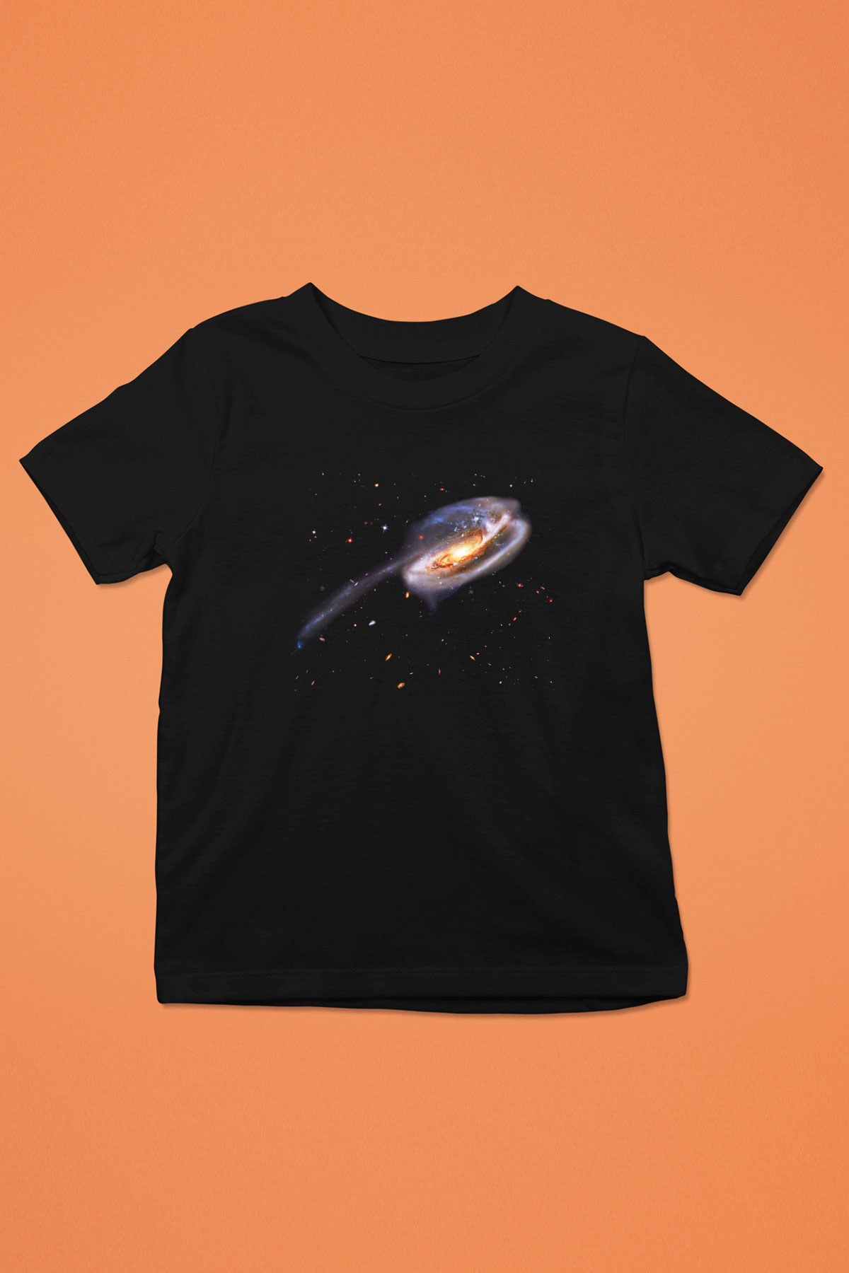 Galaksi Baskılı Siyah Unisex Çocuk Tişört