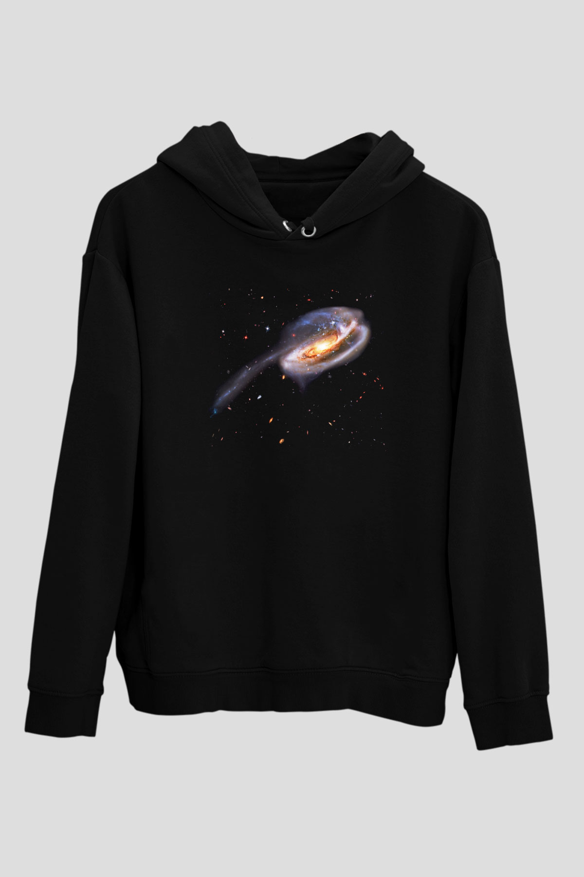 Galaksi Siyah Unisex Kapüşonlu Sweatshirt