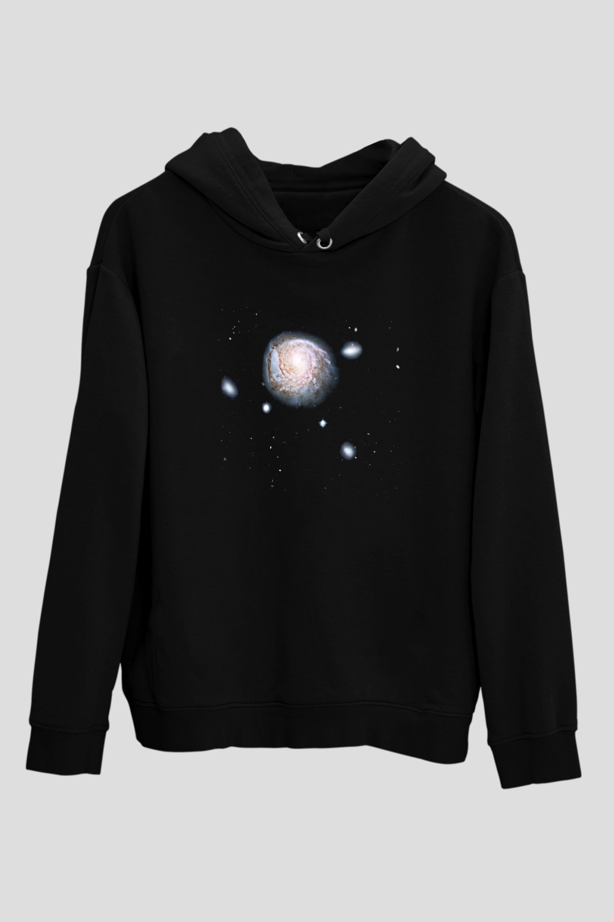 Galaksi Siyah Unisex Kapüşonlu Sweatshirt