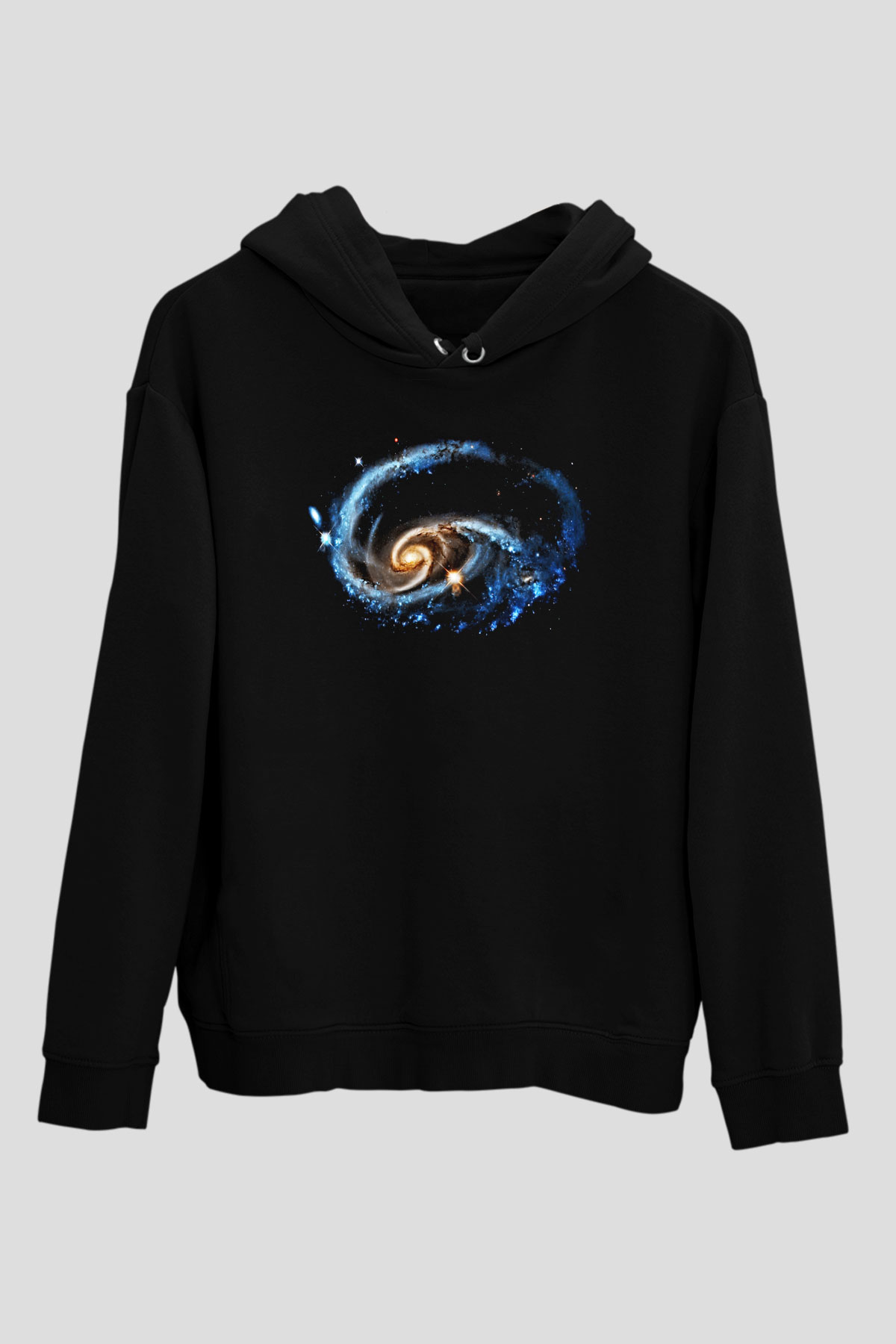 Galaksi Siyah Unisex Kapüşonlu Sweatshirt