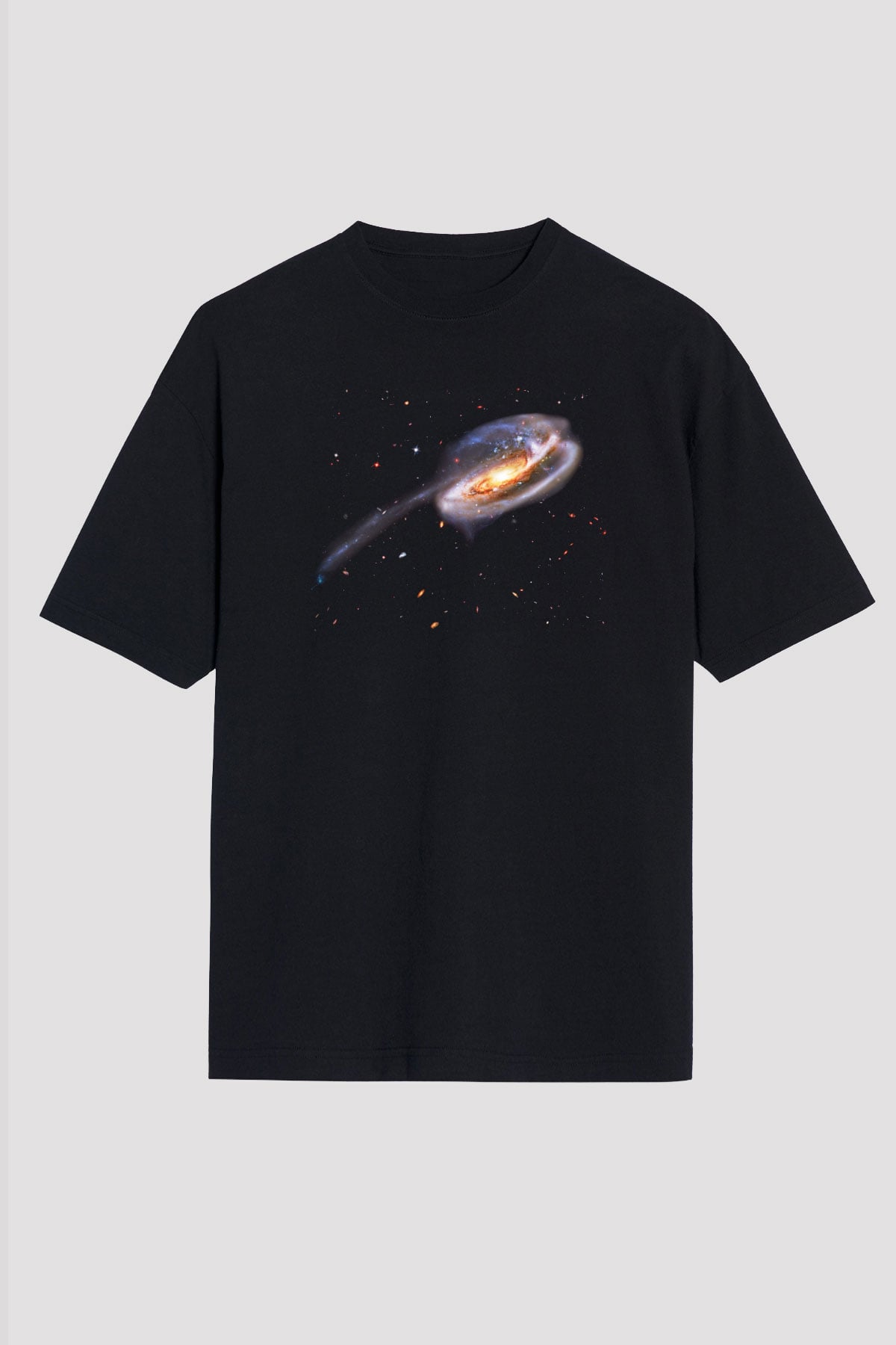 Galaksi Siyah Unisex Oversize Tişört T-Shirt