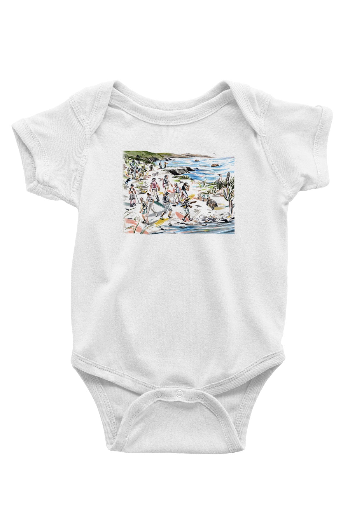 Galapagos Adaları Baskılı Beyaz Unisex Bebek Body - Zıbın