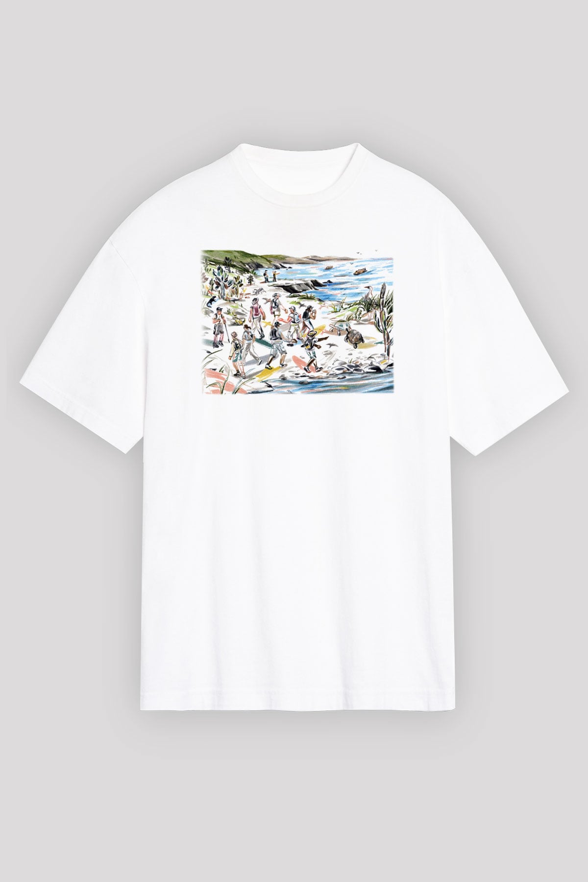 Galapagos Adaları Beyaz Unisex Oversize Tişört T-Shirt
