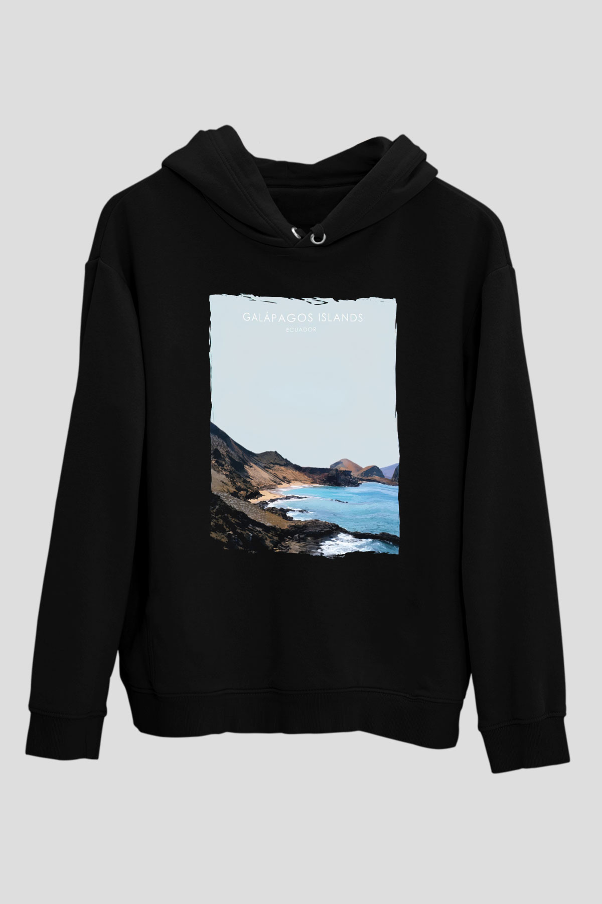 Galapagos Adaları Siyah Unisex Hoodie