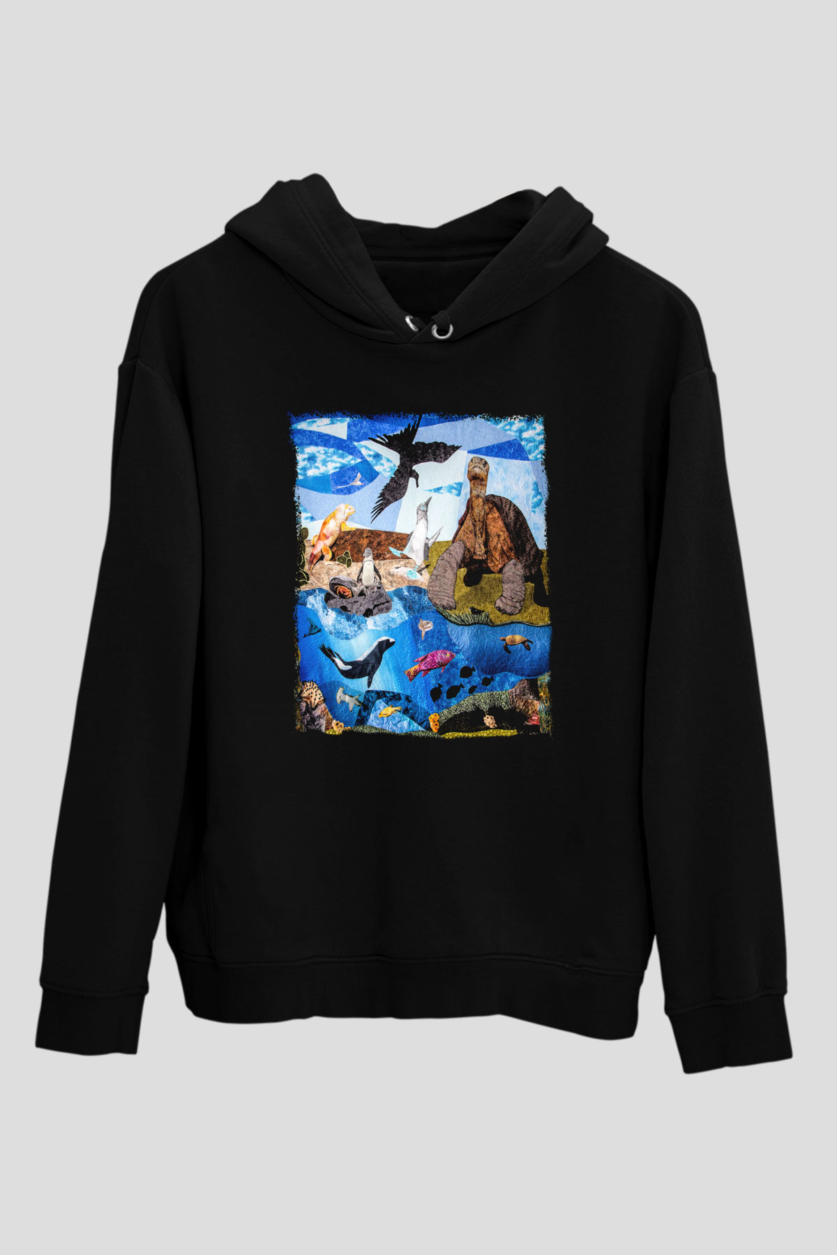 Galapagos Adaları Siyah Unisex Hoodie