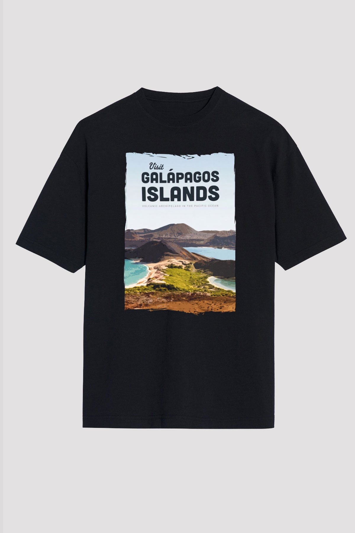 Galapagos Adaları Siyah Unisex Tişört T-Shirt - TişörtFabrikası
