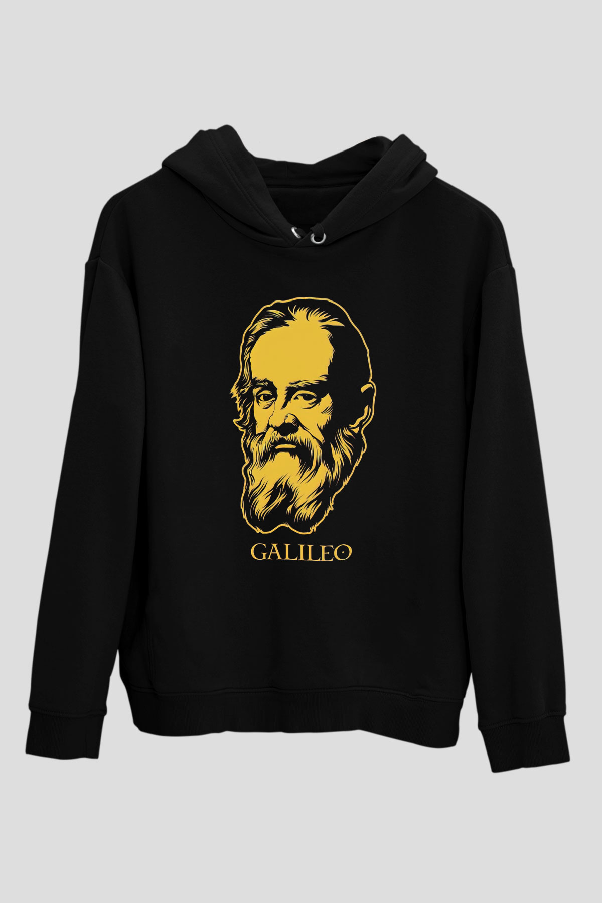 Galileo Galilei Baskılı Unisex Siyah Hoodie