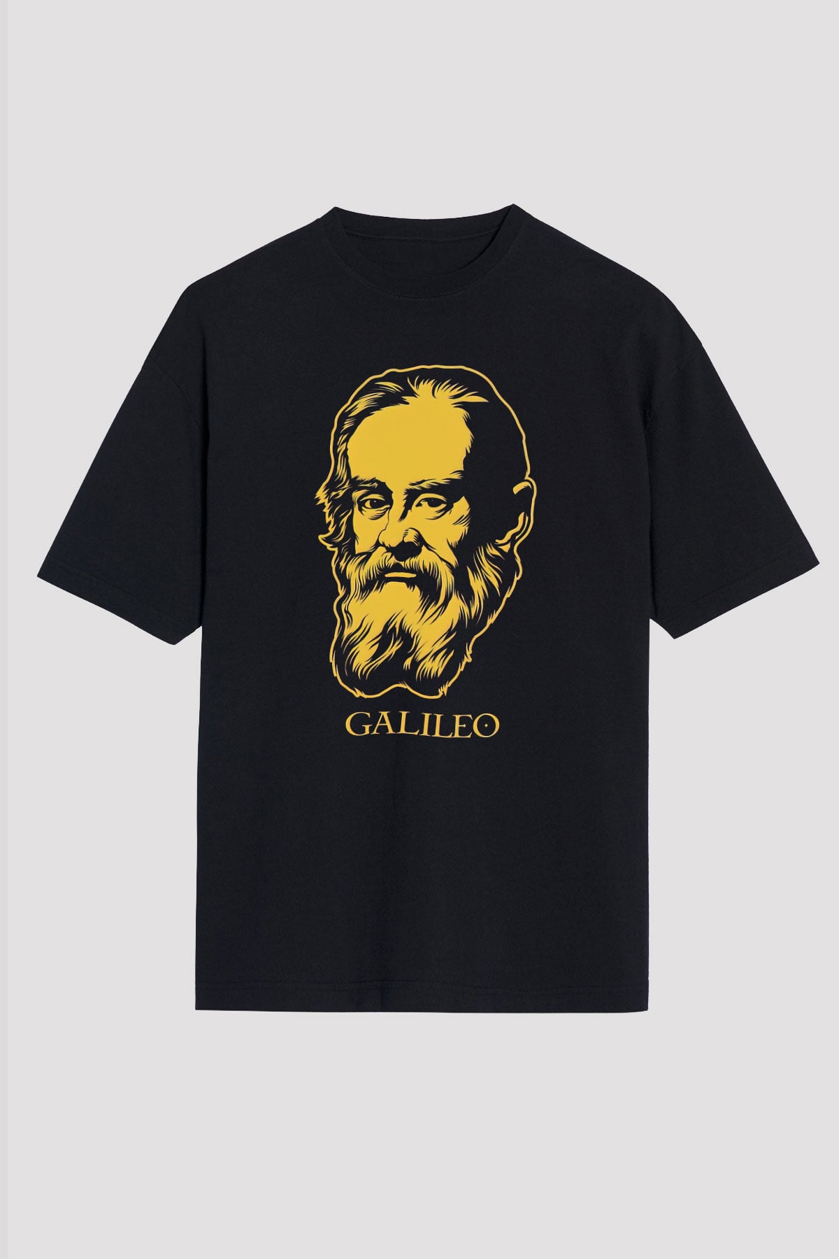 Galileo Galilei Baskılı Unisex Siyah Oversize Tişört