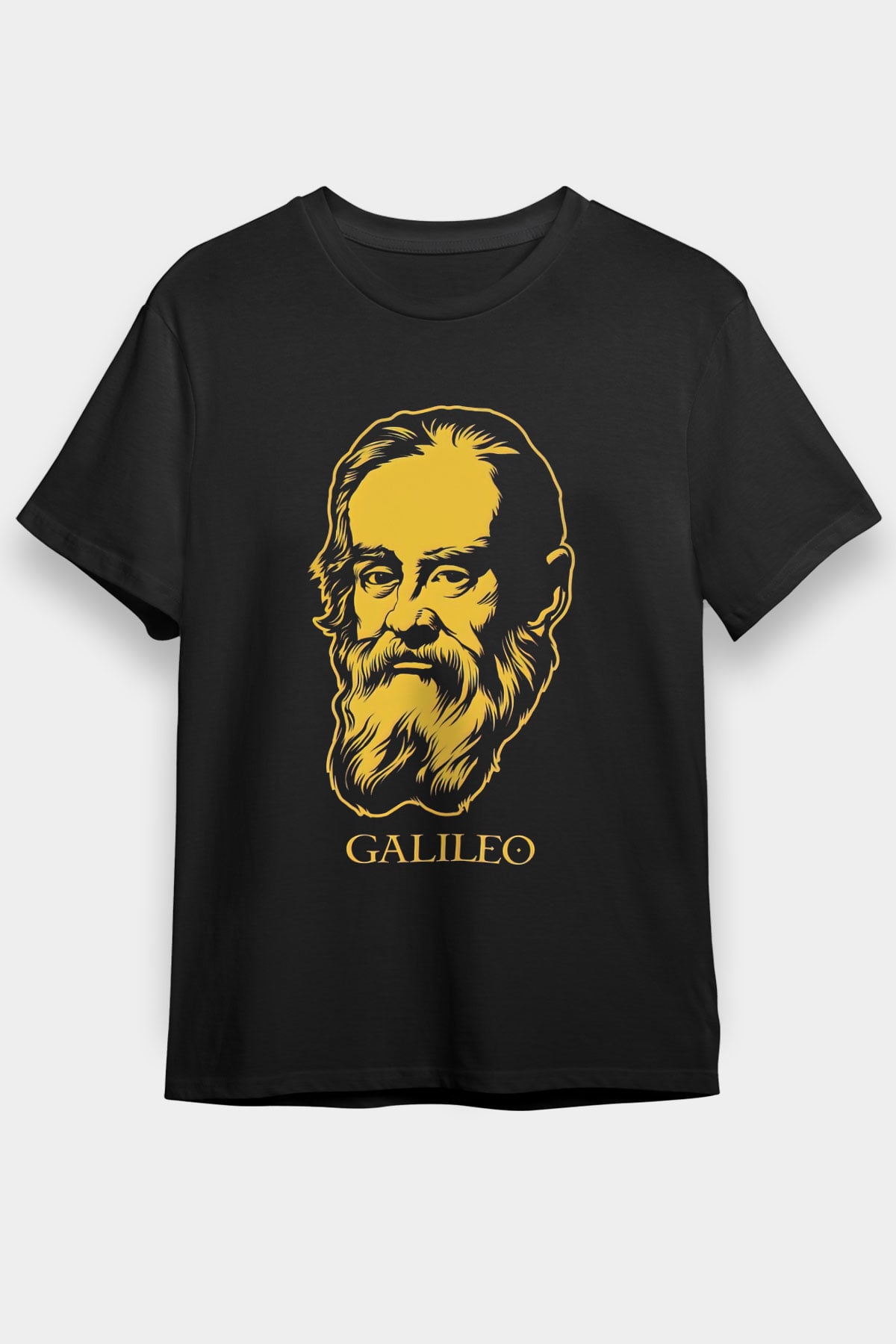 Galileo Galilei Baskılı Unisex Siyah Tişört