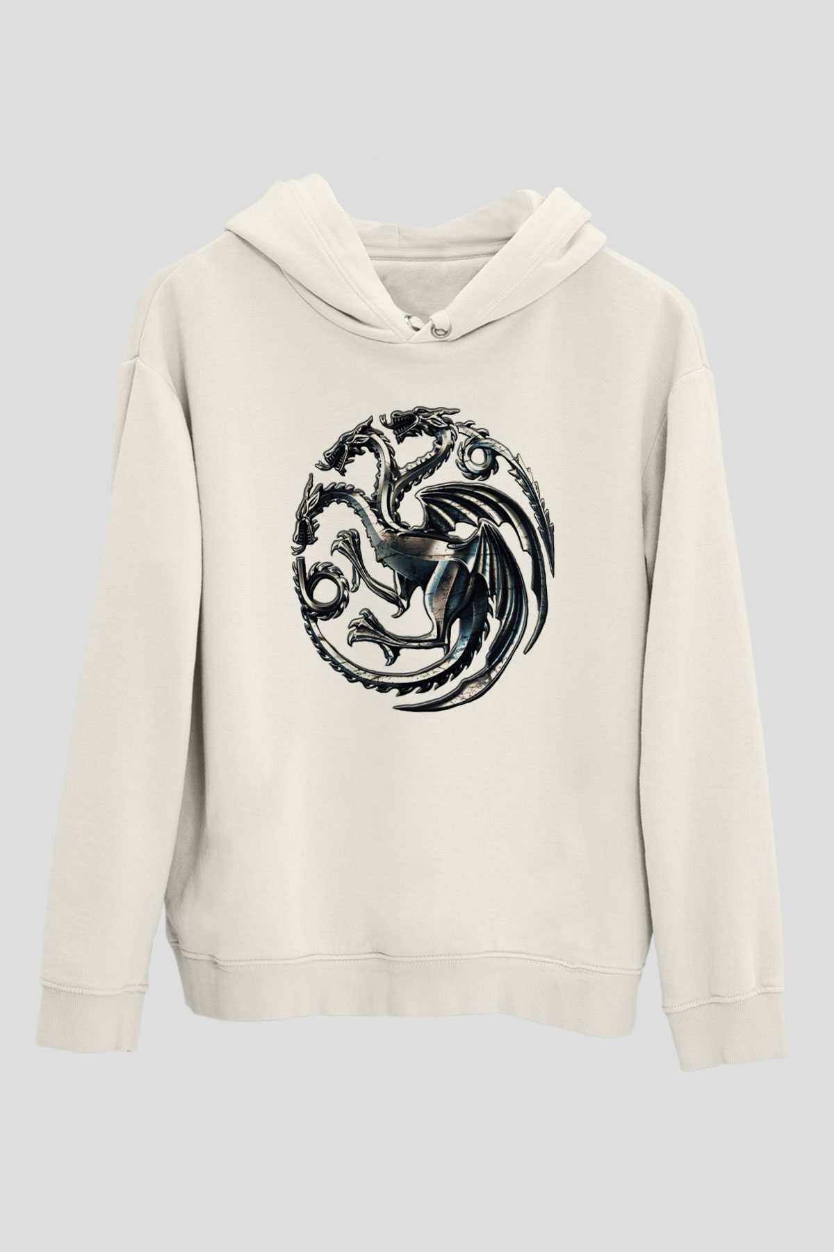 Game of Thrones Beyaz Unisex Kapşonlu Sweatshirt