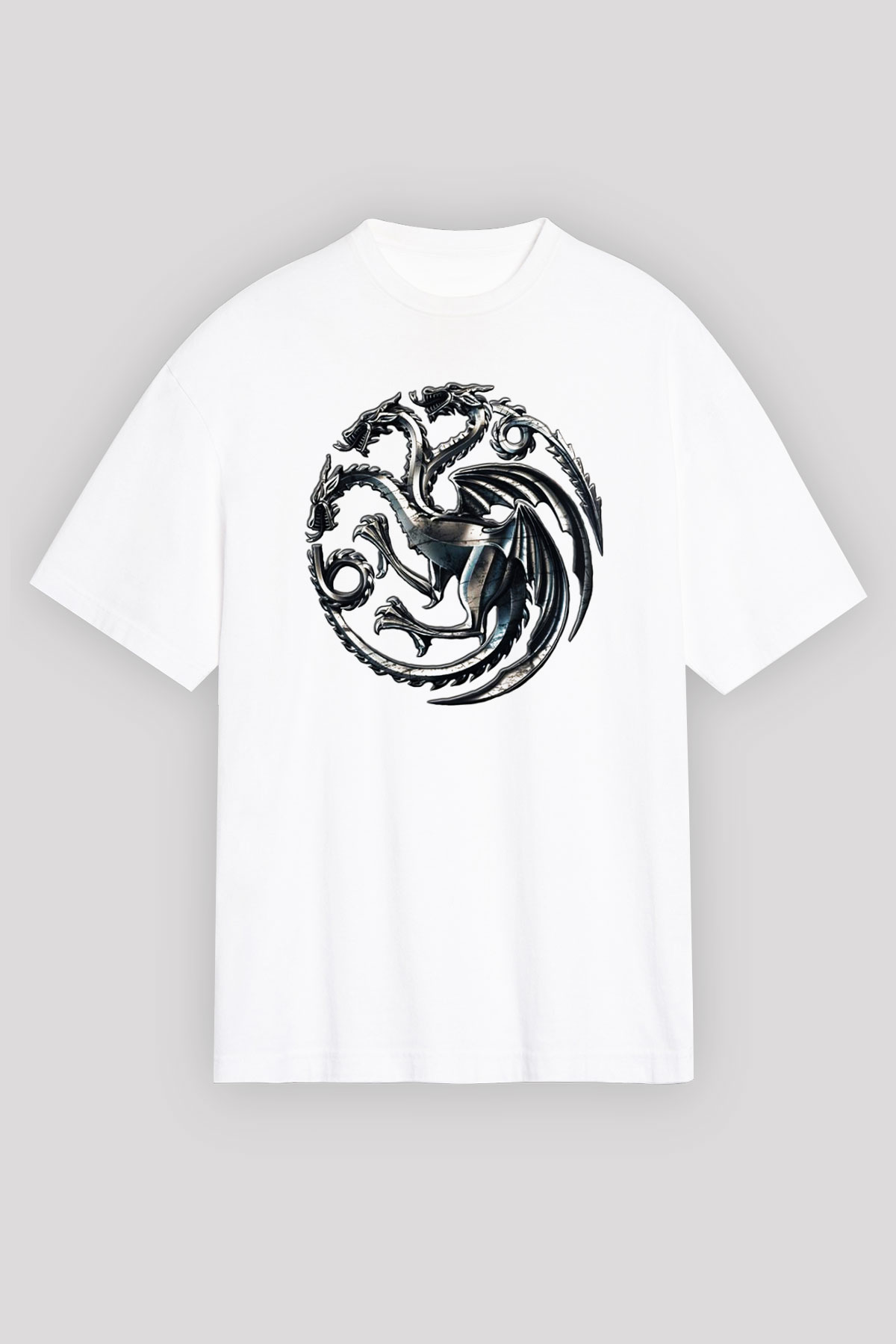 Game of Thrones Beyaz Unisex Oversize Tişört T-Shirt