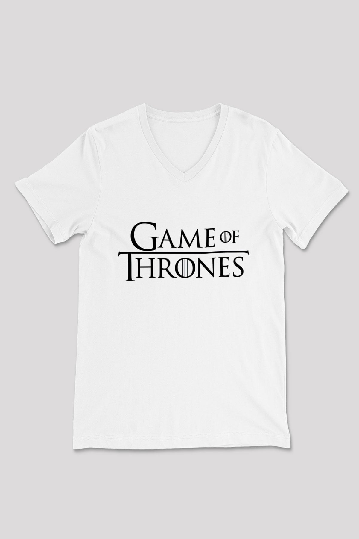 Game of Thrones Beyaz Unisex V Yaka Tişört T-Shirt