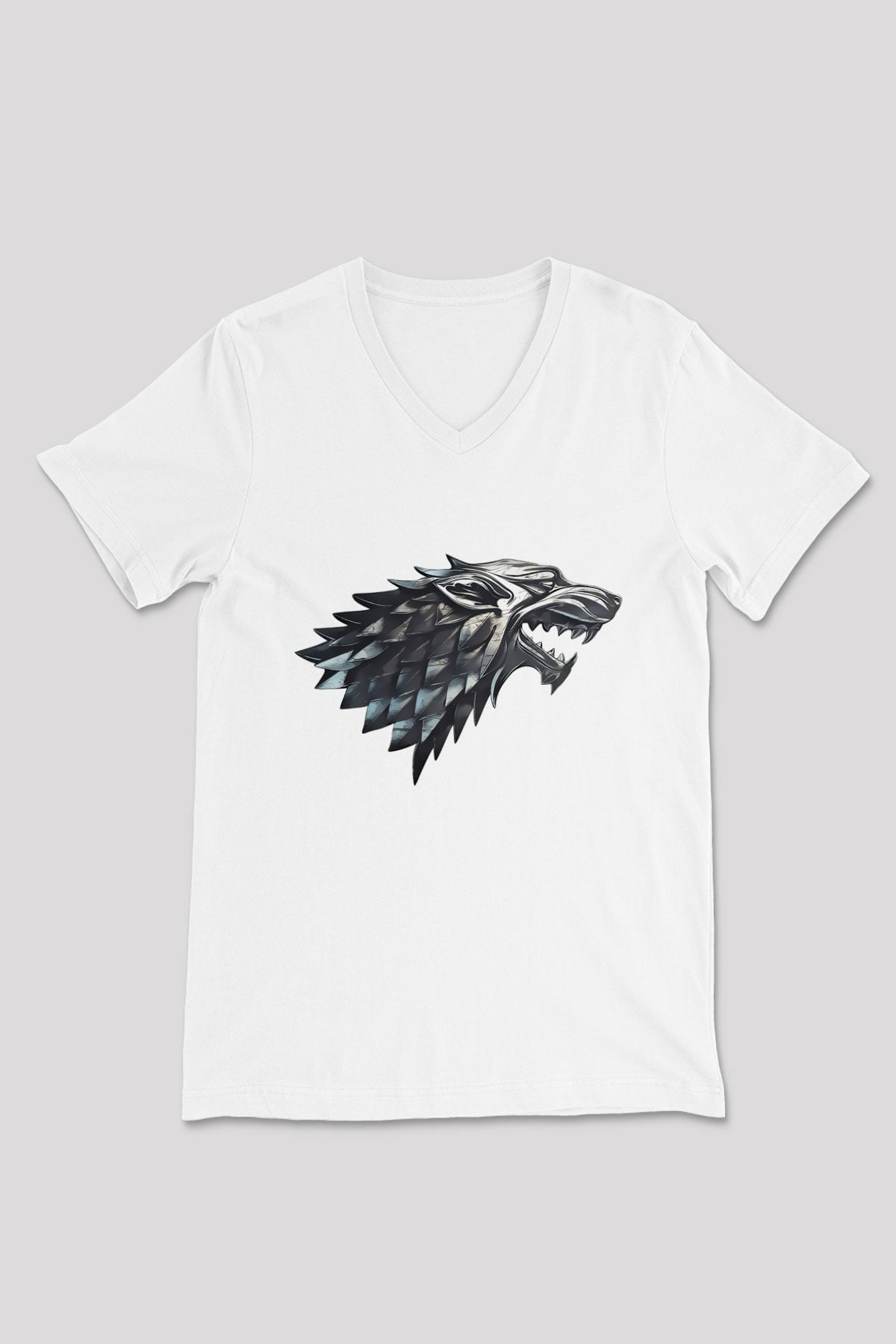 Game of Thrones Beyaz Unisex V Yaka Tişört T-Shirt