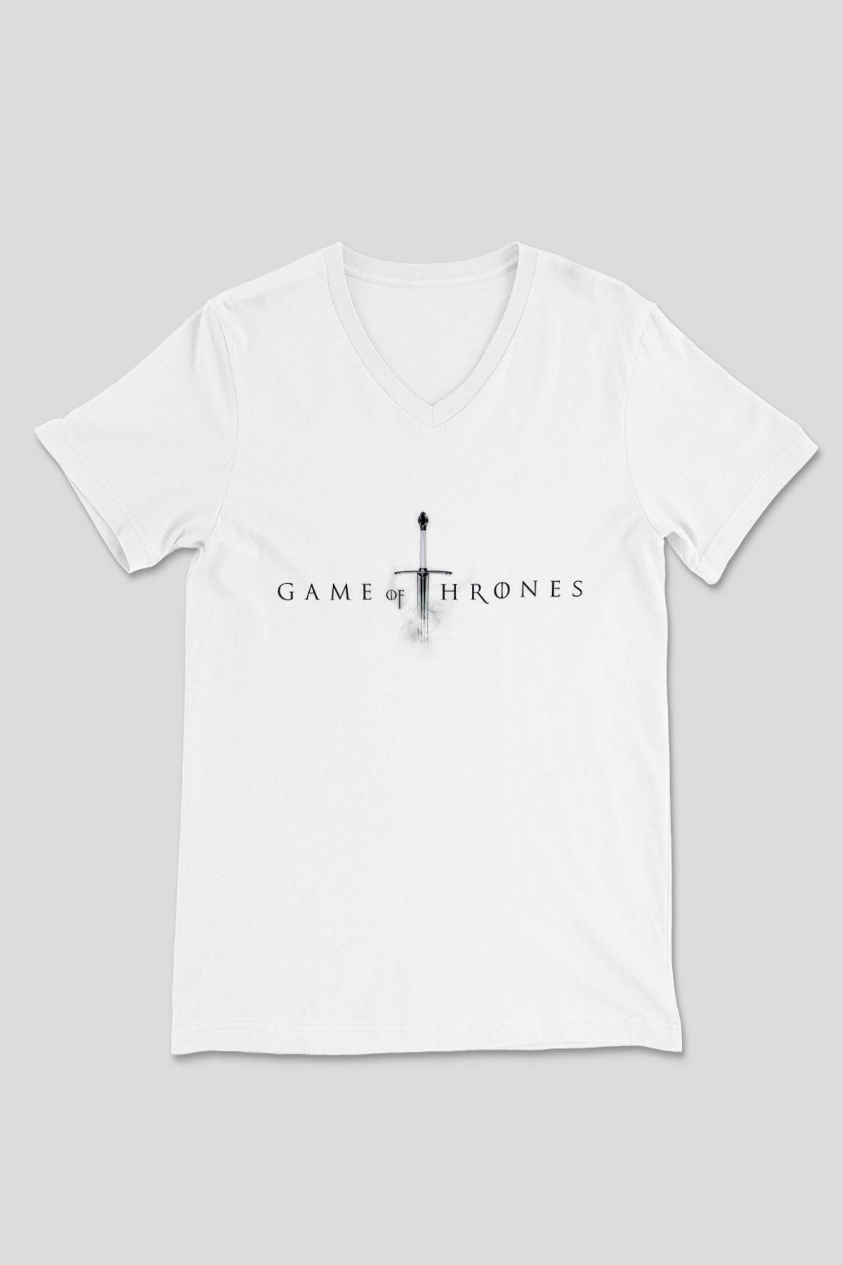 Game of Thrones Beyaz Unisex V Yaka Tişört