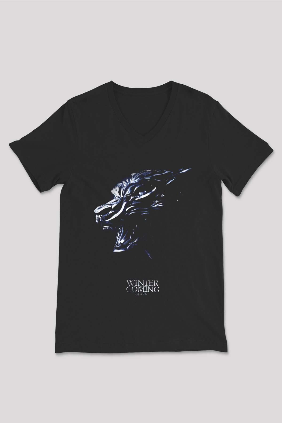 Game of Thrones Siyah Unisex V Yaka Tişört T-Shirt