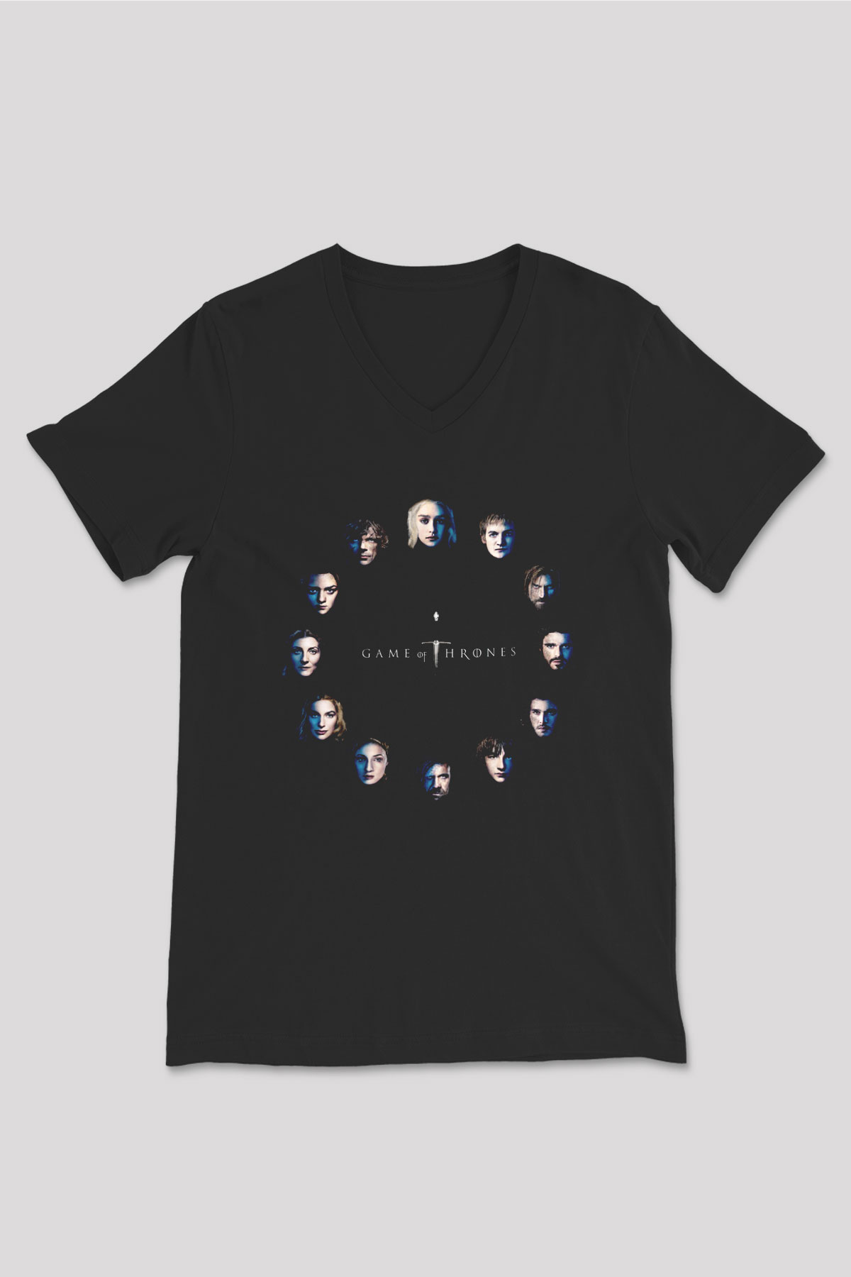 Game of Thrones Siyah Unisex V Yaka Tişört