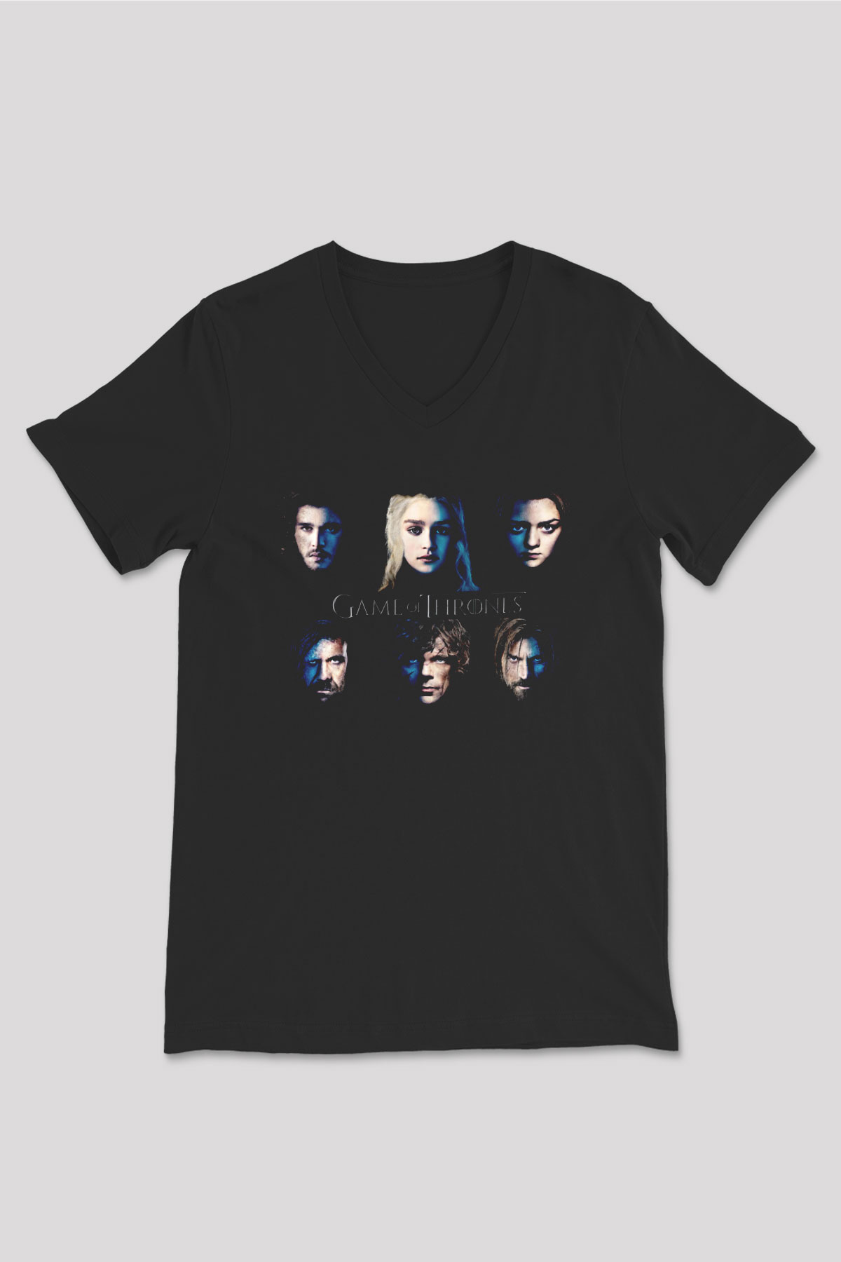 Game of Thrones Siyah Unisex V Yaka Tişört