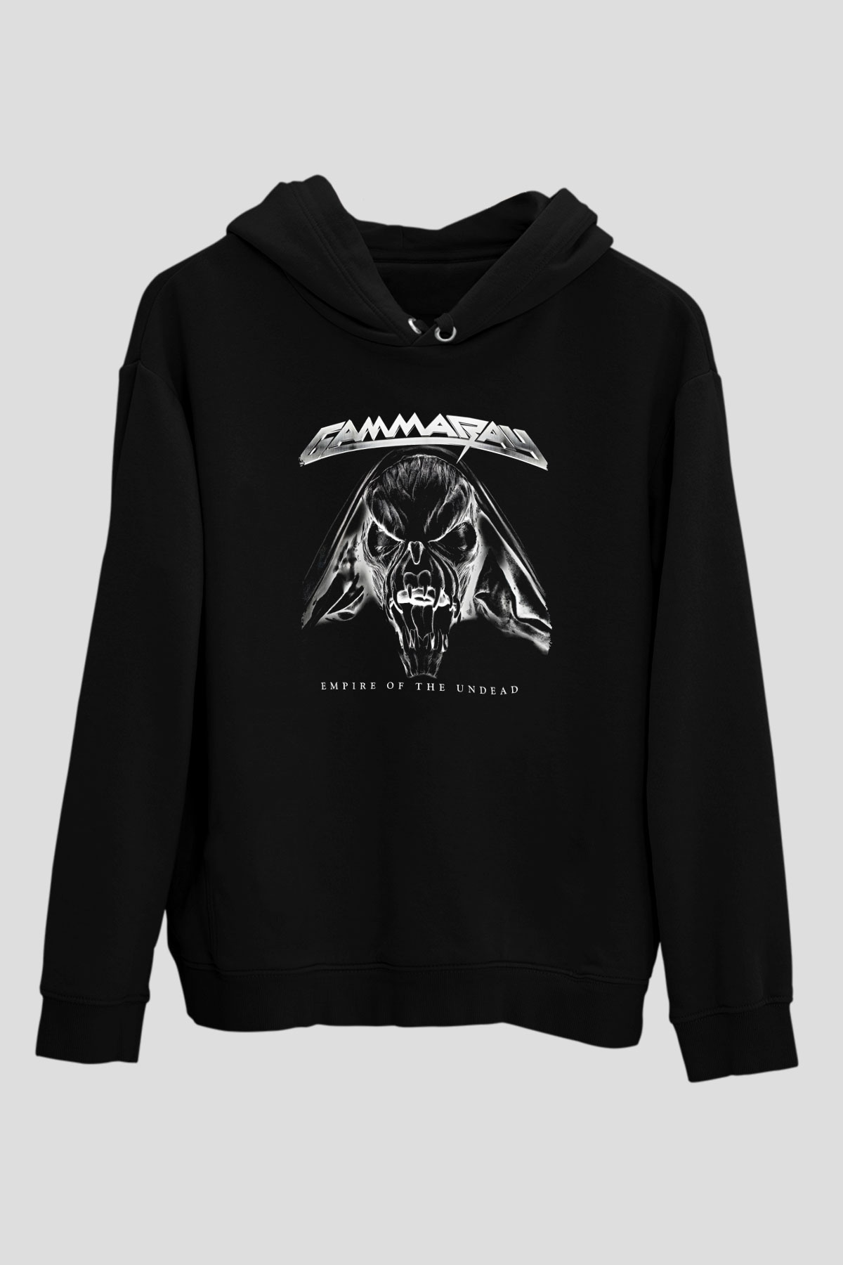 Gammaray Baskılı Unisex Siyah Kapüşonlu Sweatshirt