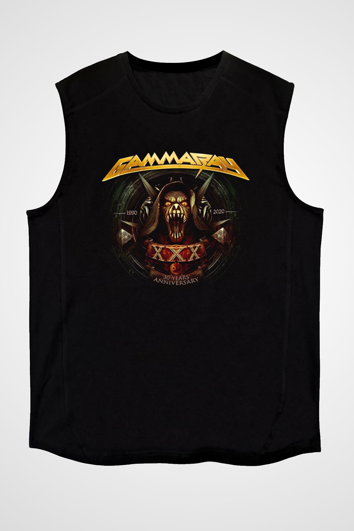Gammaray Baskılı Unisex Siyah Kolsuz Tişört - Tshirt