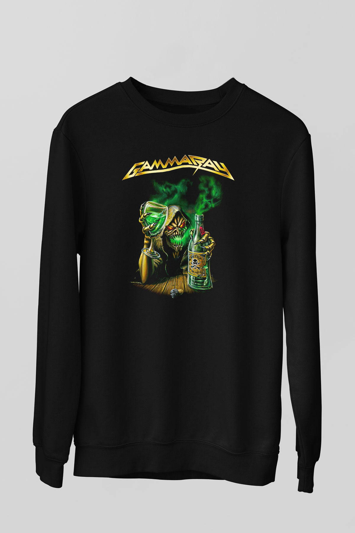 Gammaray Baskılı Unisex Siyah Sweatshirt