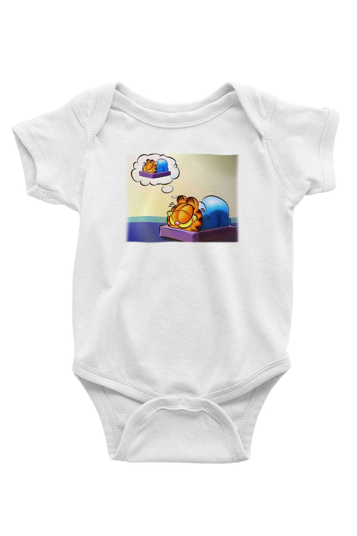 Garfield Baskılı Beyaz Unisex Bebek Body - Zıbın