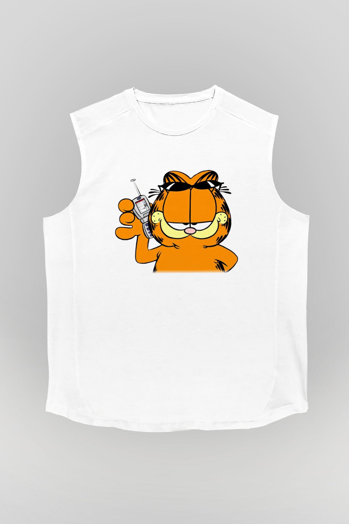 Garfield Beyaz Unisex Kolsuz Tişört