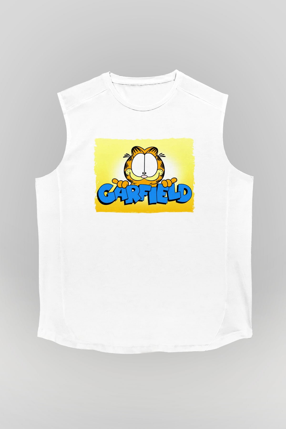 Garfield Beyaz Unisex  Kolsuz Tişört