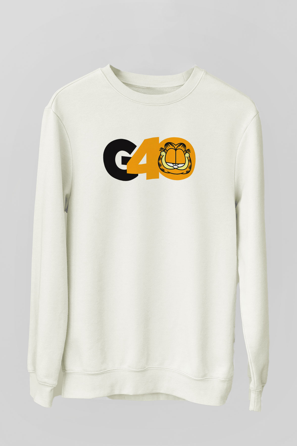Garfield Beyaz Unisex Sweatshirt