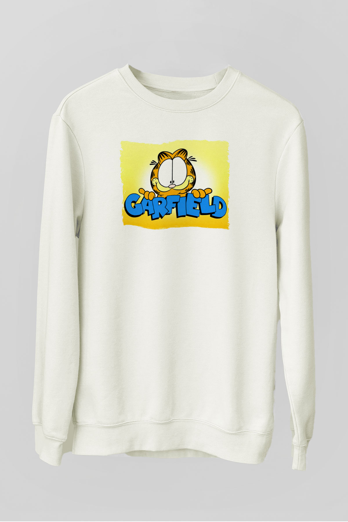 Garfield Beyaz Unisex  Sweatshirt