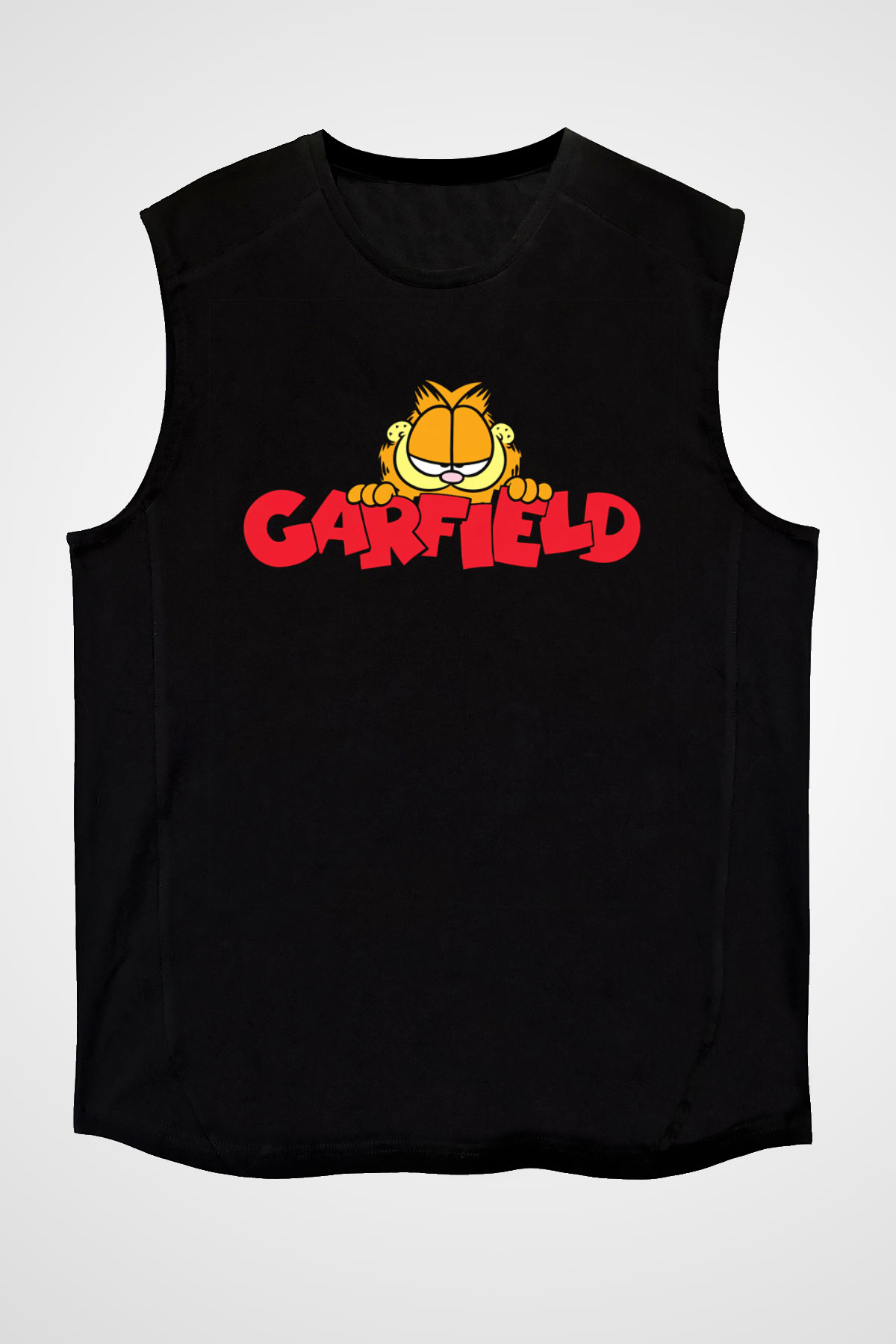Garfield Siyah Unisex Kolsuz Tişört