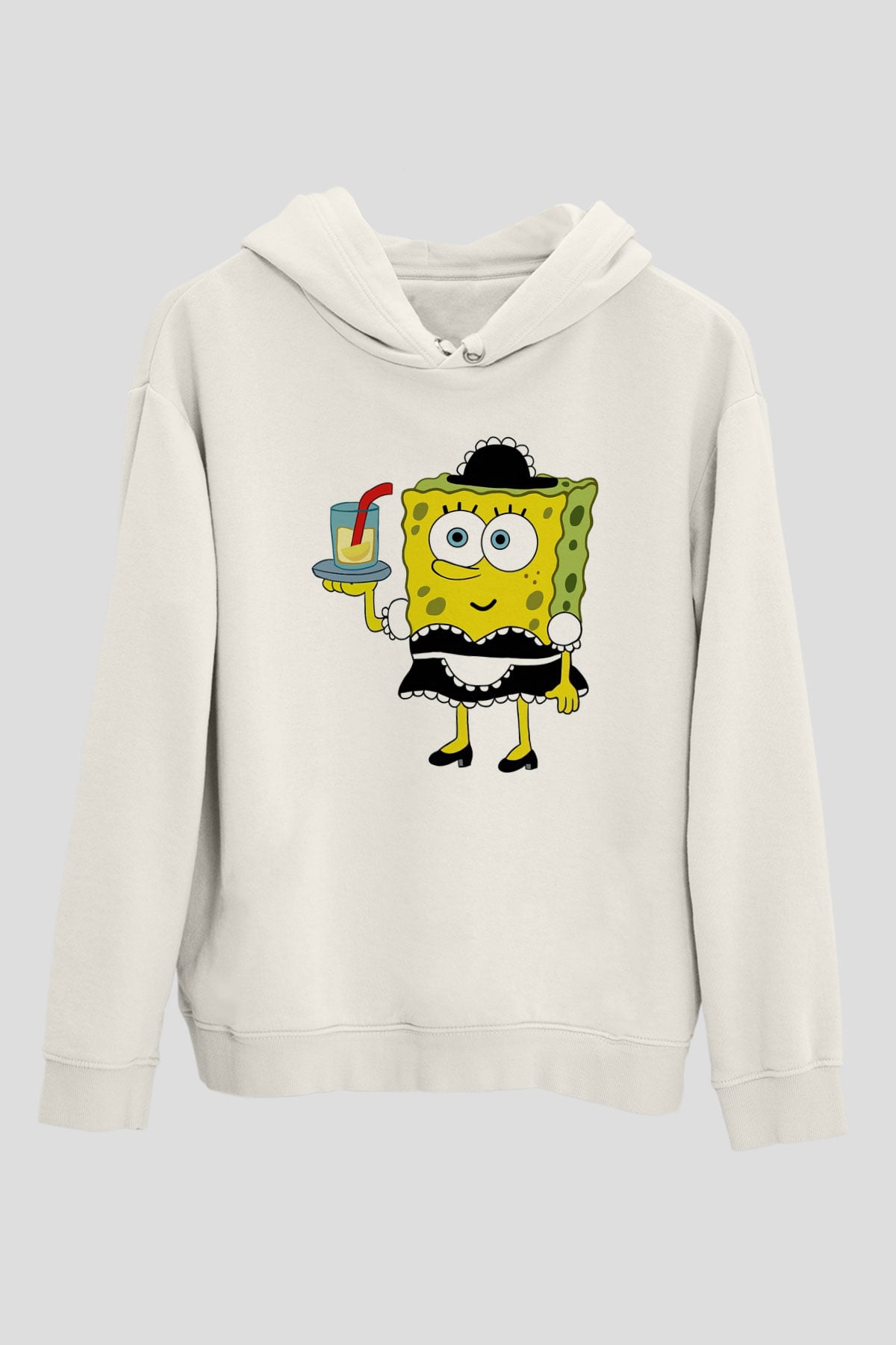 Garson Beyaz Unisex Kapüşonlu Sweatshirt