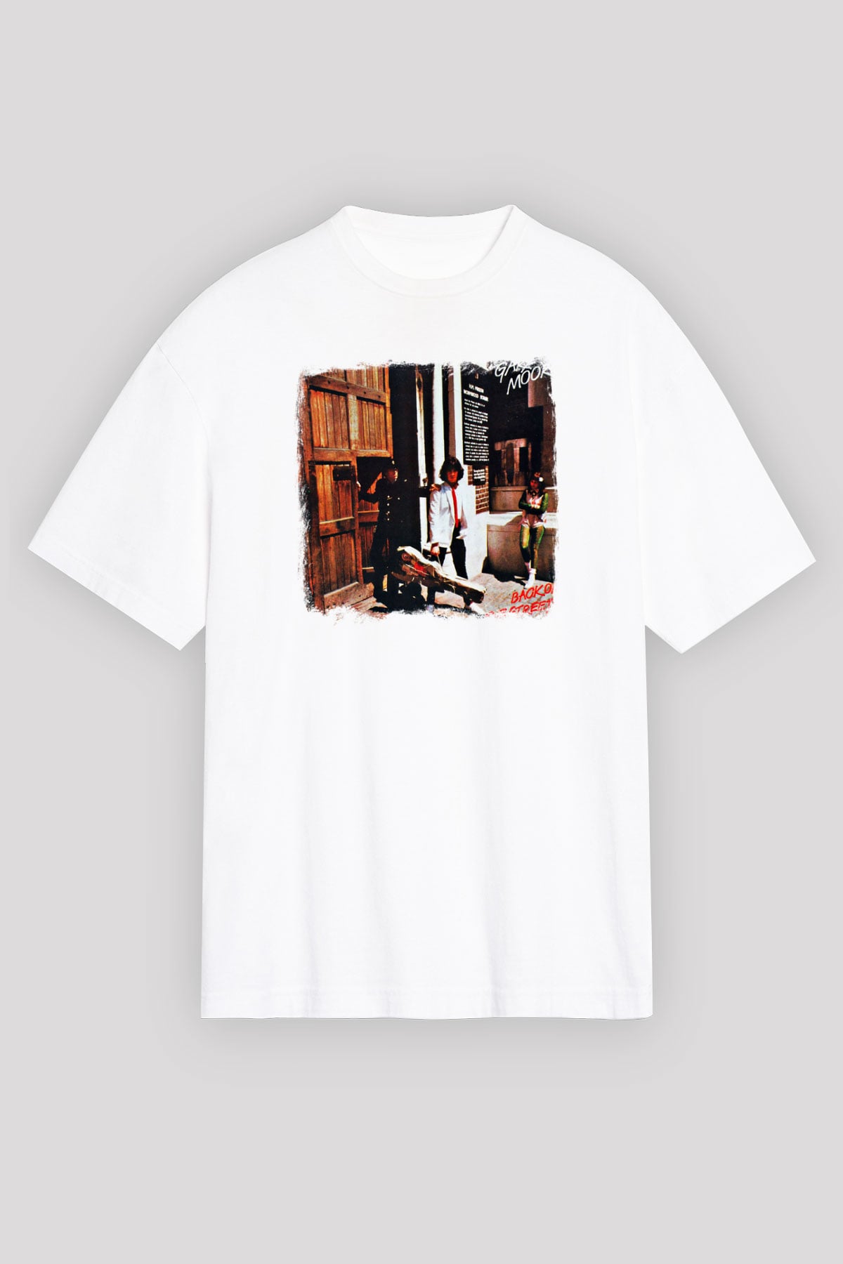 Gary Moore Baskılı Unisex Beyaz Oversize Tişört