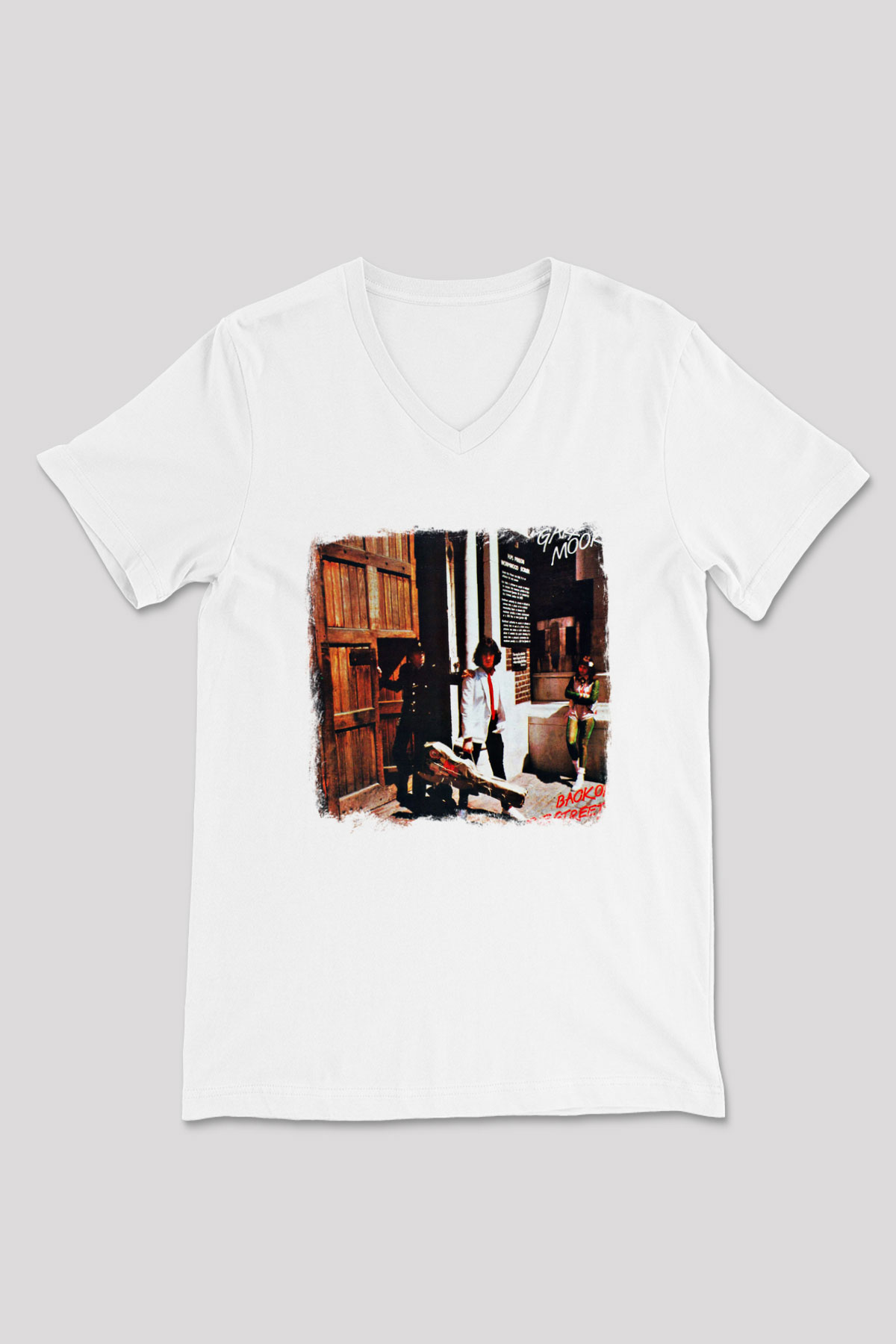 Gary Moore Baskılı Unisex Beyaz V Yaka Tişört