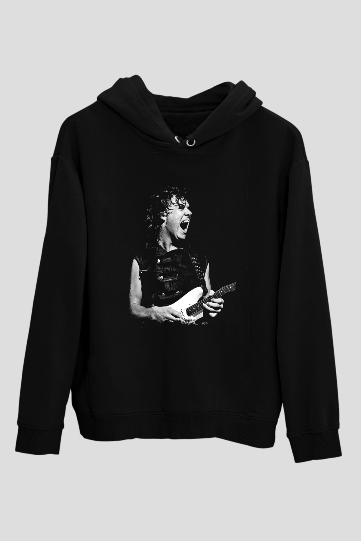 Gary Moore Baskılı Unisex Siyah Hoodie
