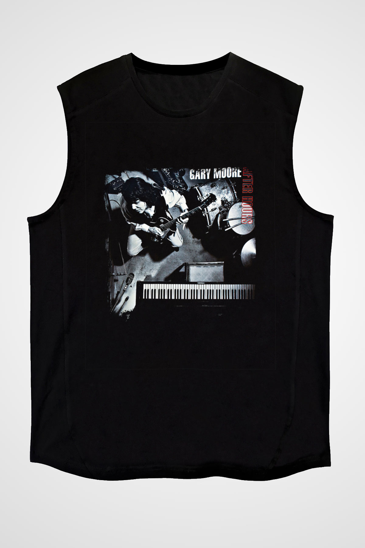 Gary Moore Baskılı Unisex Siyah Kolsuz Tişört