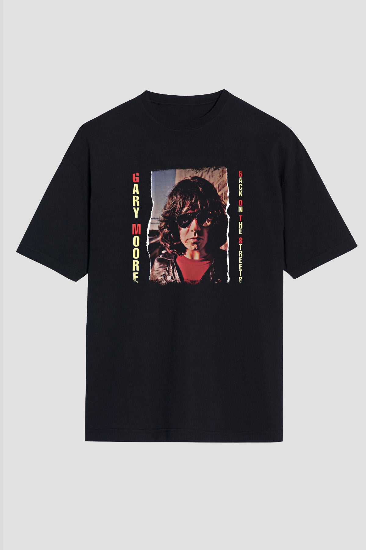 Gary Moore Baskılı Unisex Siyah Oversize Tişört