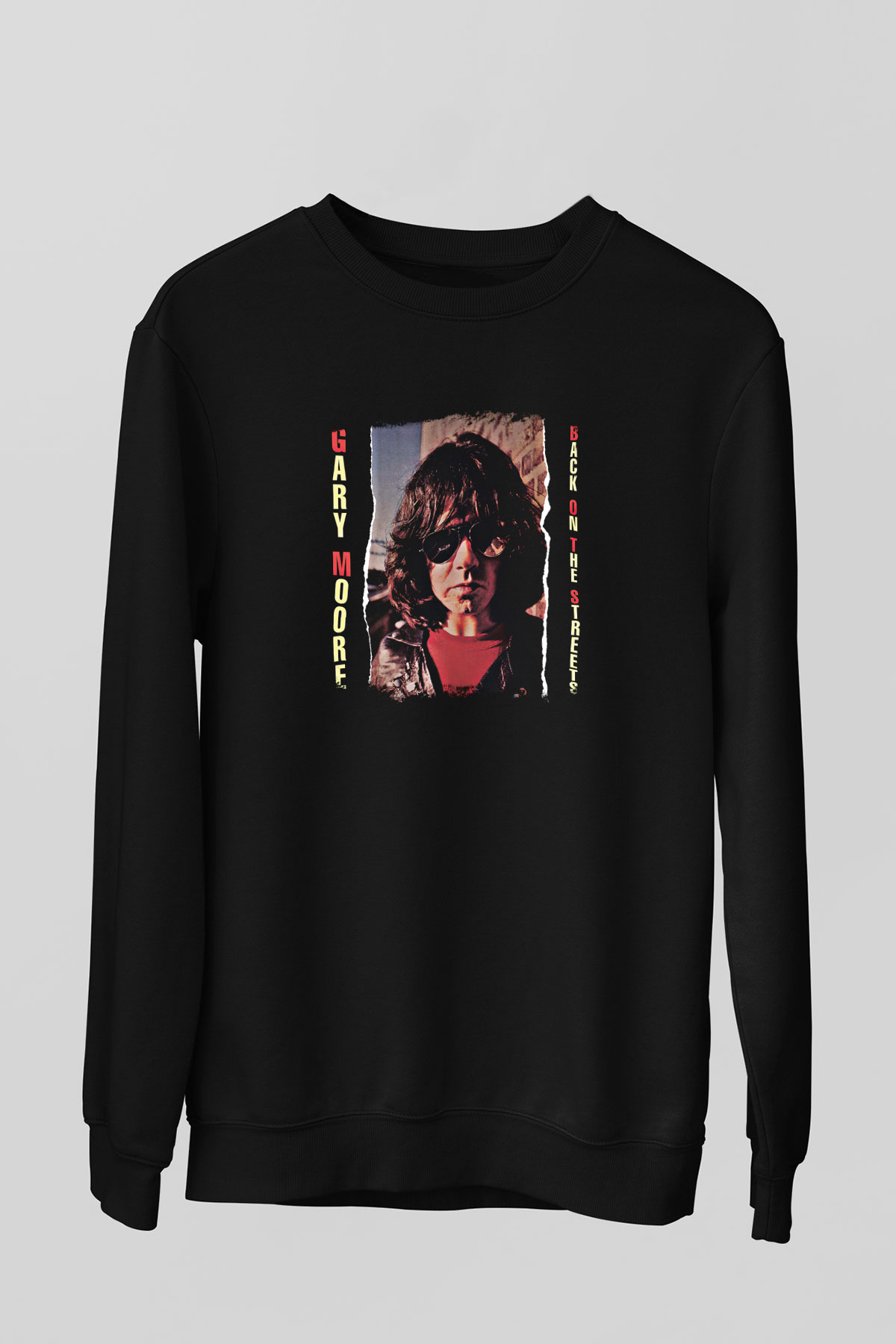 Gary Moore Baskılı Unisex Siyah Sweatshirt
