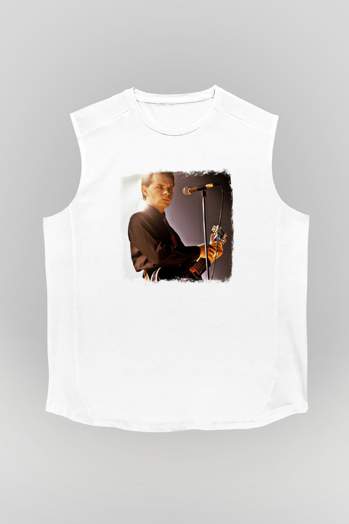 Gary Numan Baskılı Unisex Beyaz Kolsuz Tişört